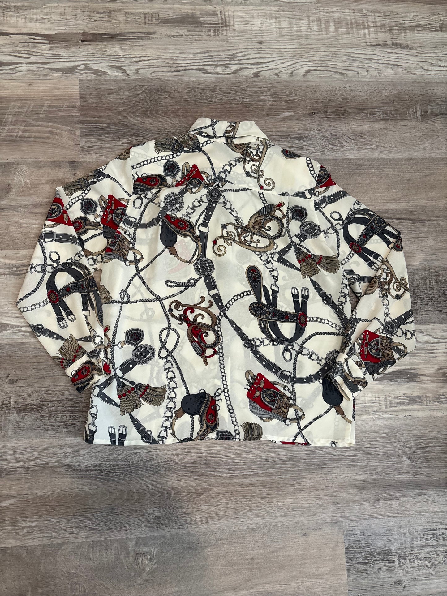 ALFRED DUNNER HORSE TACK BUTTON UP BLOUSE *VINTAGE*
