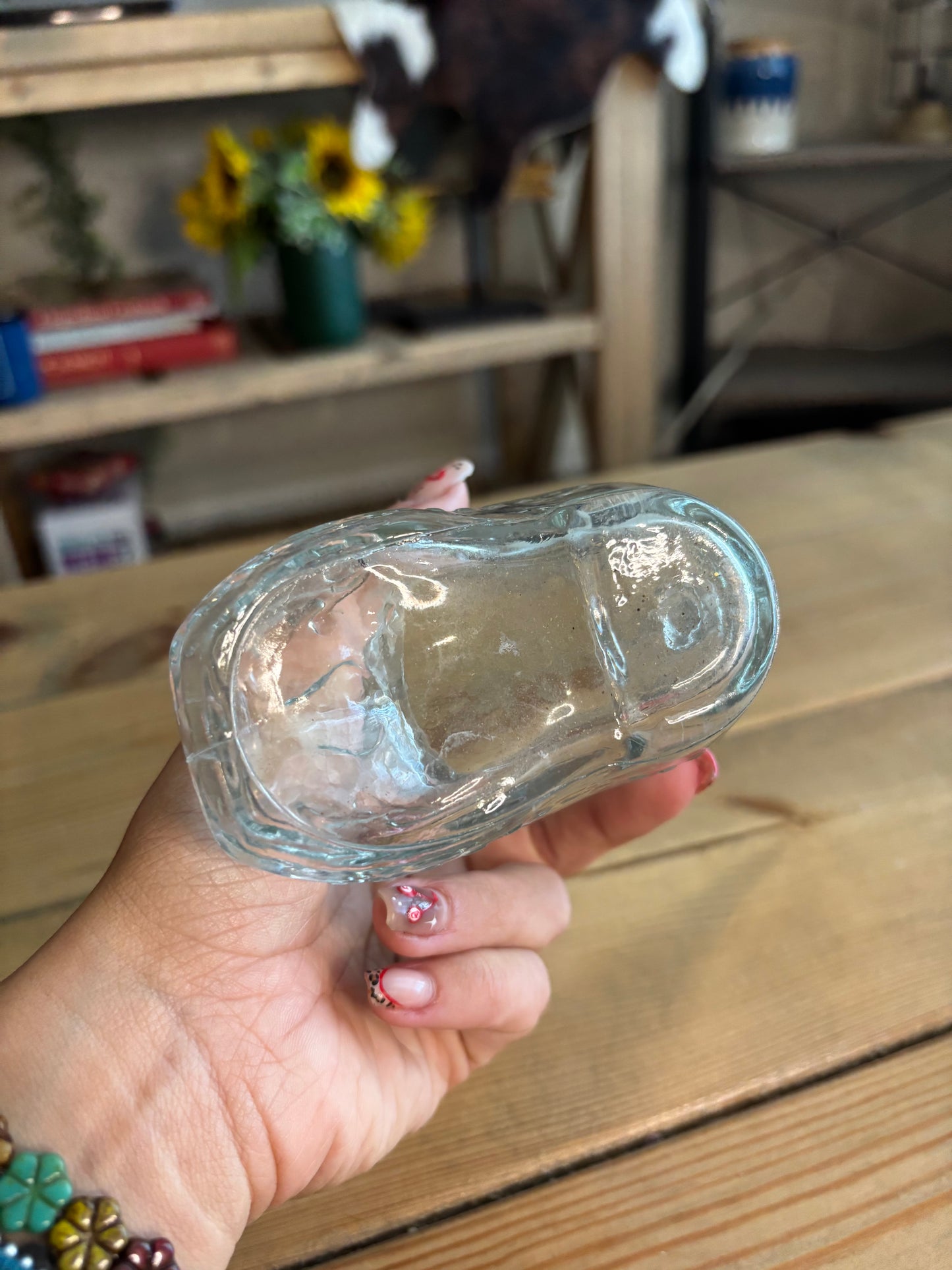 *VINTAGE* GLASS BOOT MUG