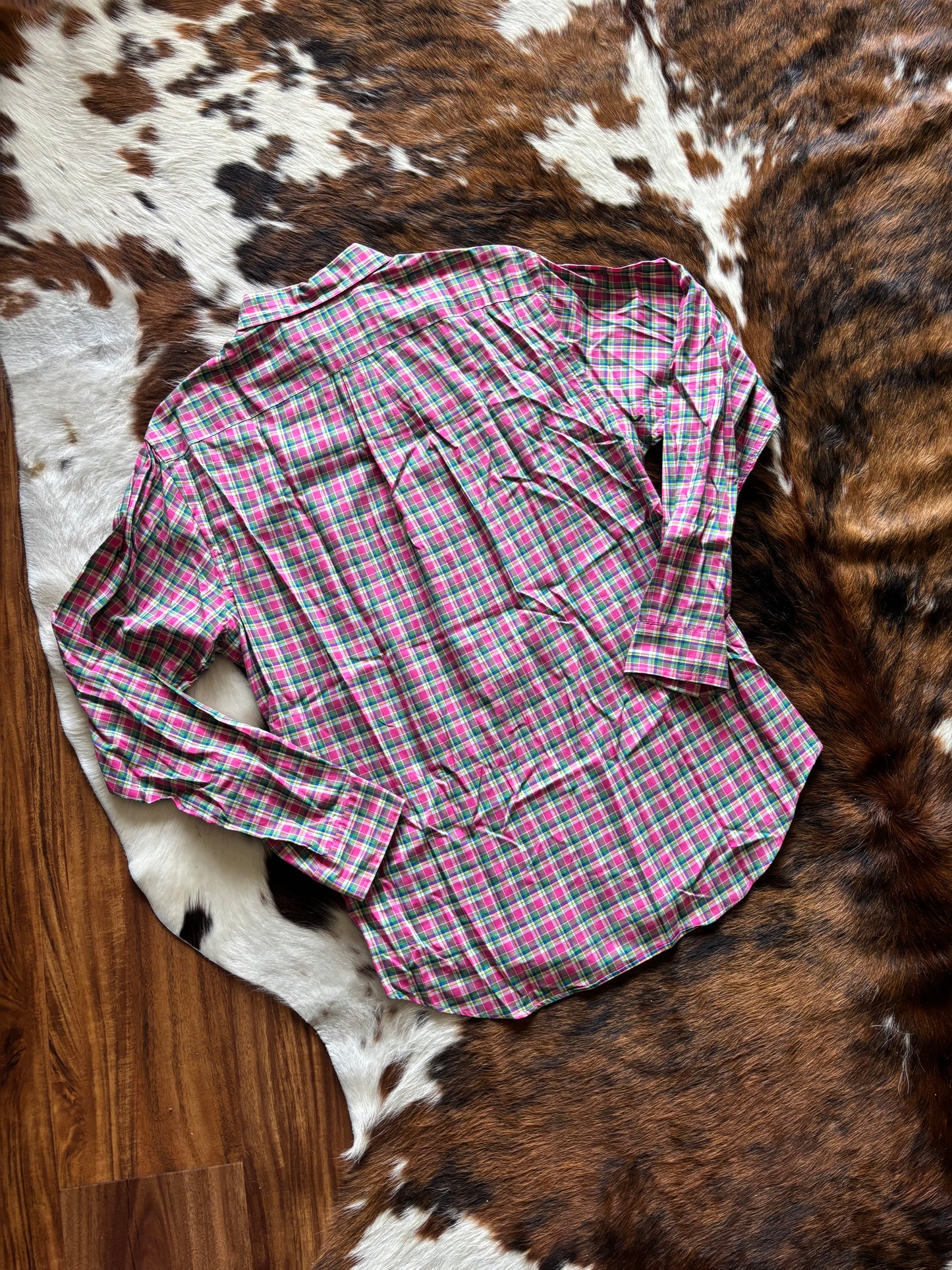 Men’s Ralph Lauren Polo NEW Pink/ Green Plaid Long Sleeved Button Up Shirt