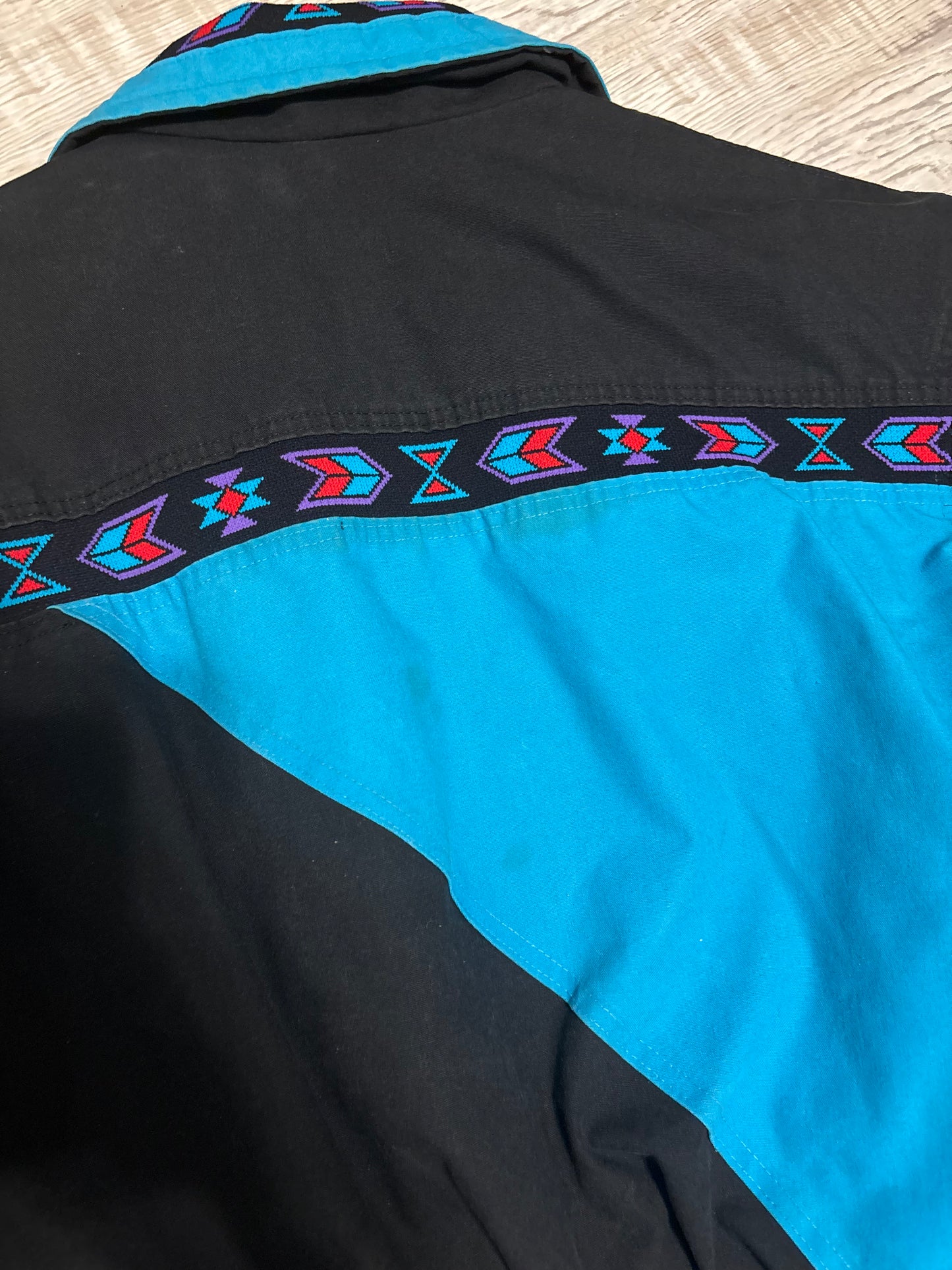 *VINTAGE* DAVID JAMES TURQUOISE AZTEC BOMBER SKI JACKET