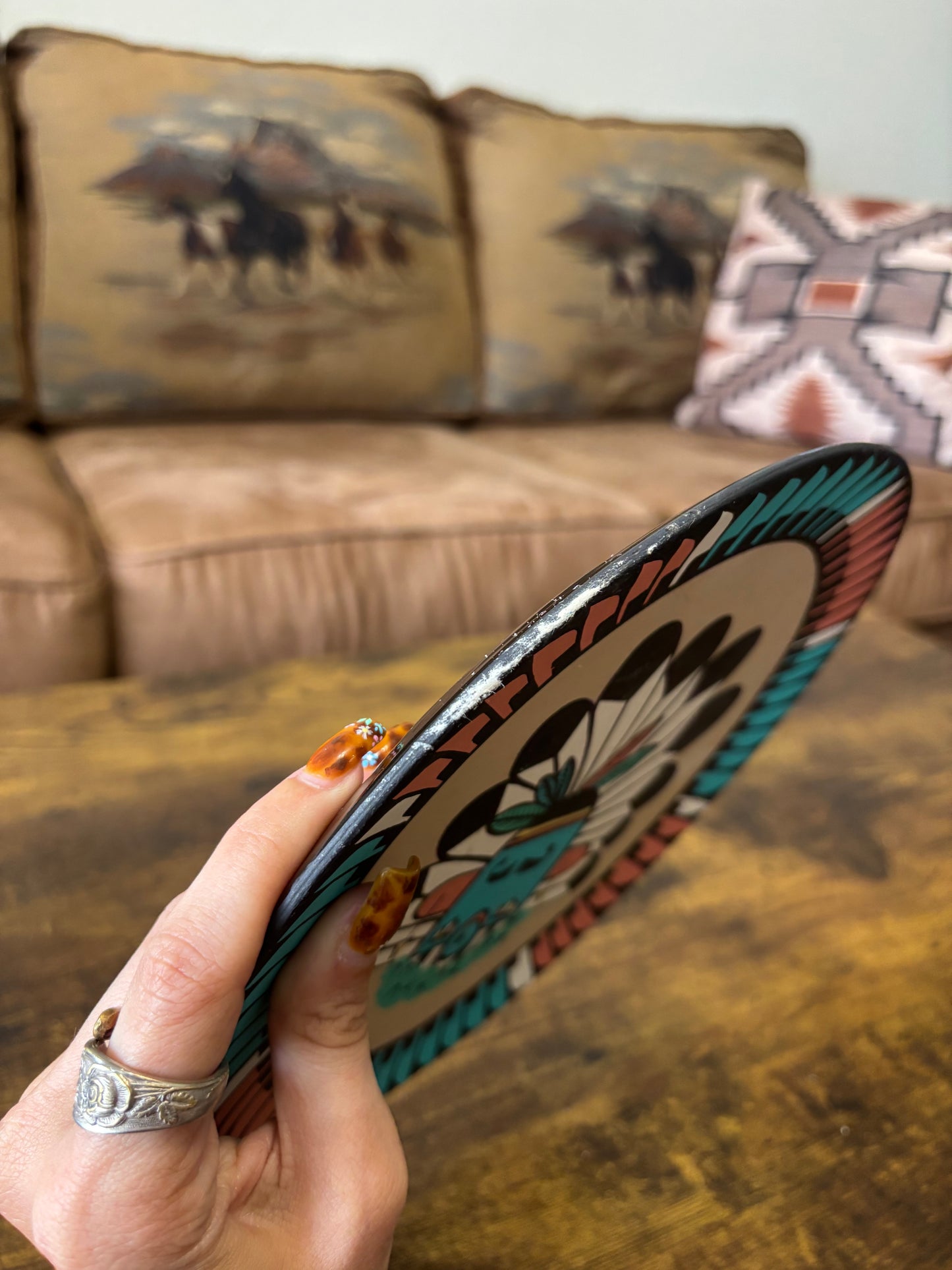 *VINTAGE* GORGEOUS HAND-PAINTED SIGNED KACHINA NATIVE AMERICAN PLATE