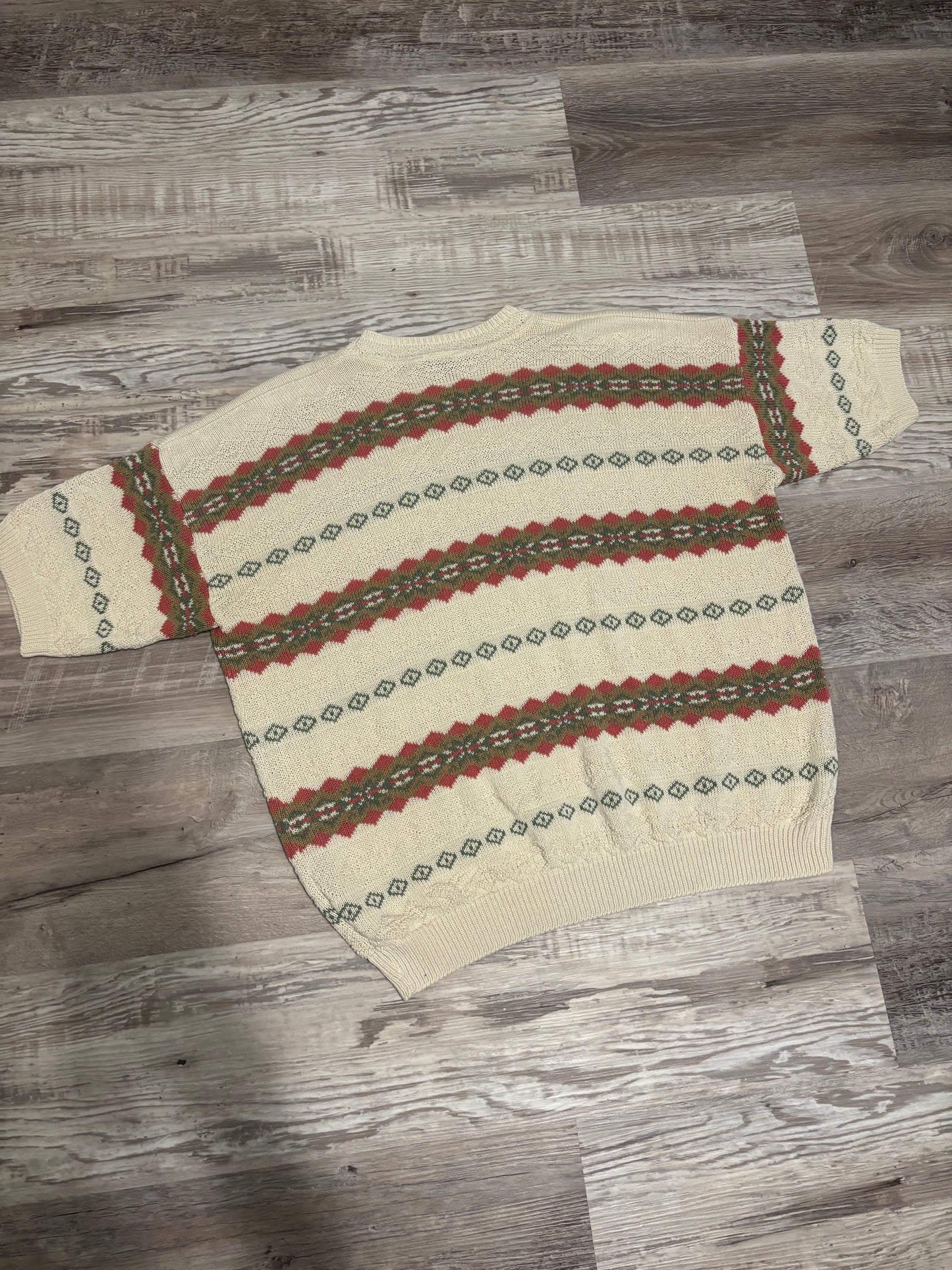 *VINTAGE* SHORT SLEEVE CRICKET LANE FAIR ISLE SWEATER