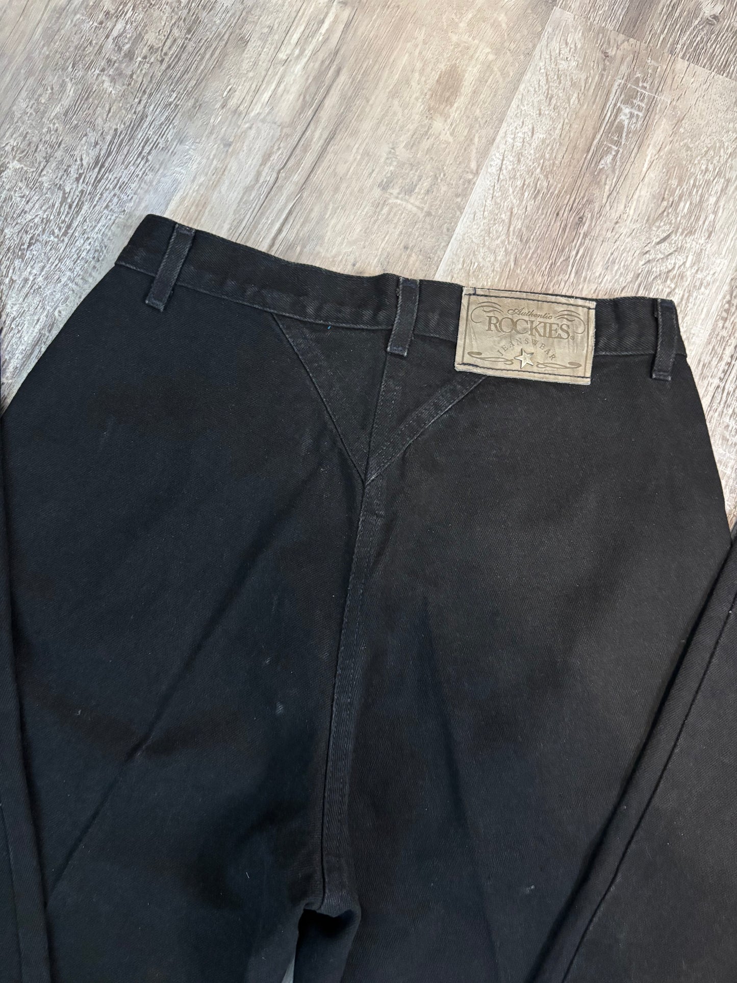 29.5" BLACK DENIM BAREBACK ROCKIES JEANS *VINTAGE*