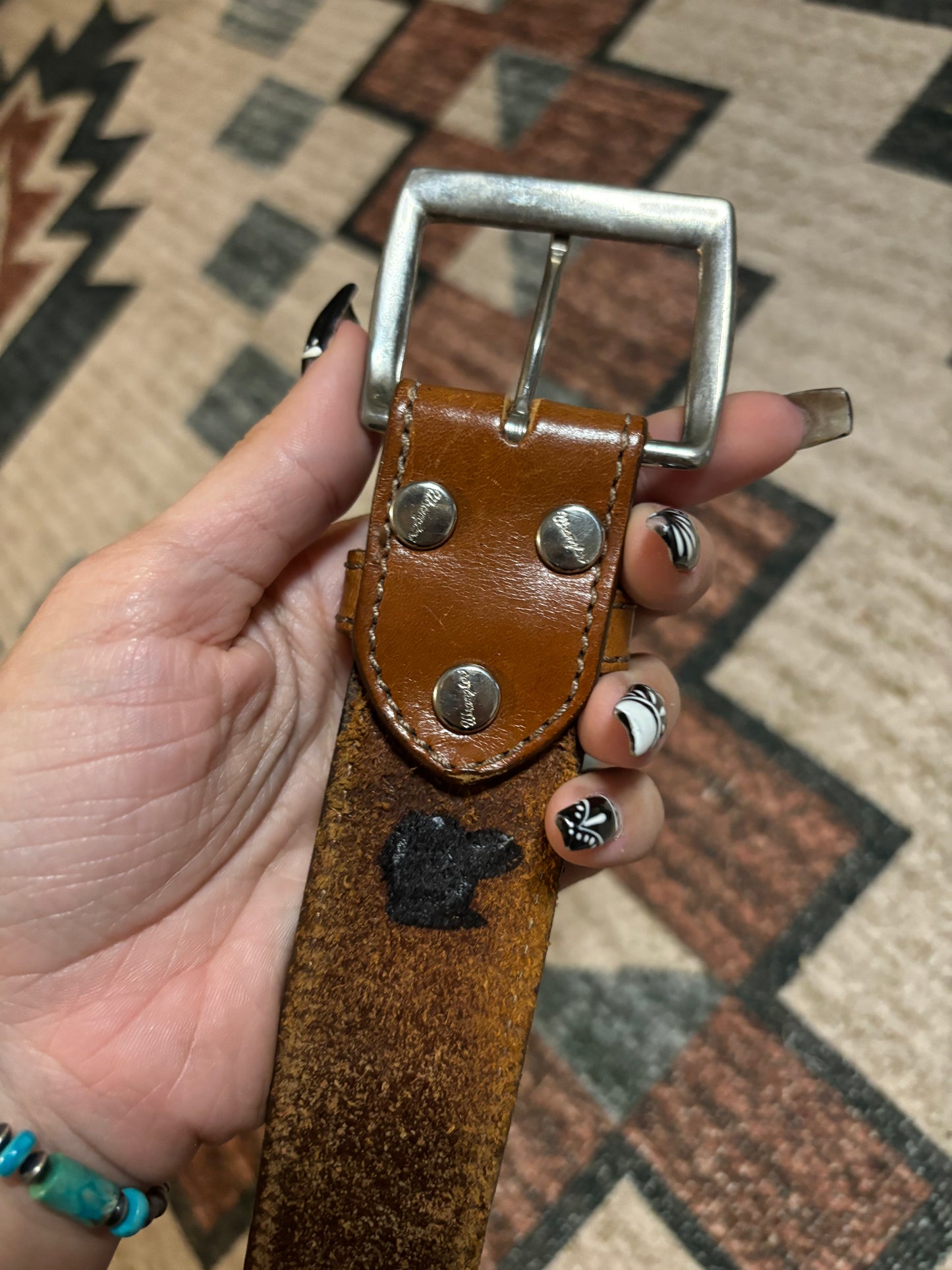 OLD COWBOY WRANGLER LEATHER BELT *VINTAGE*