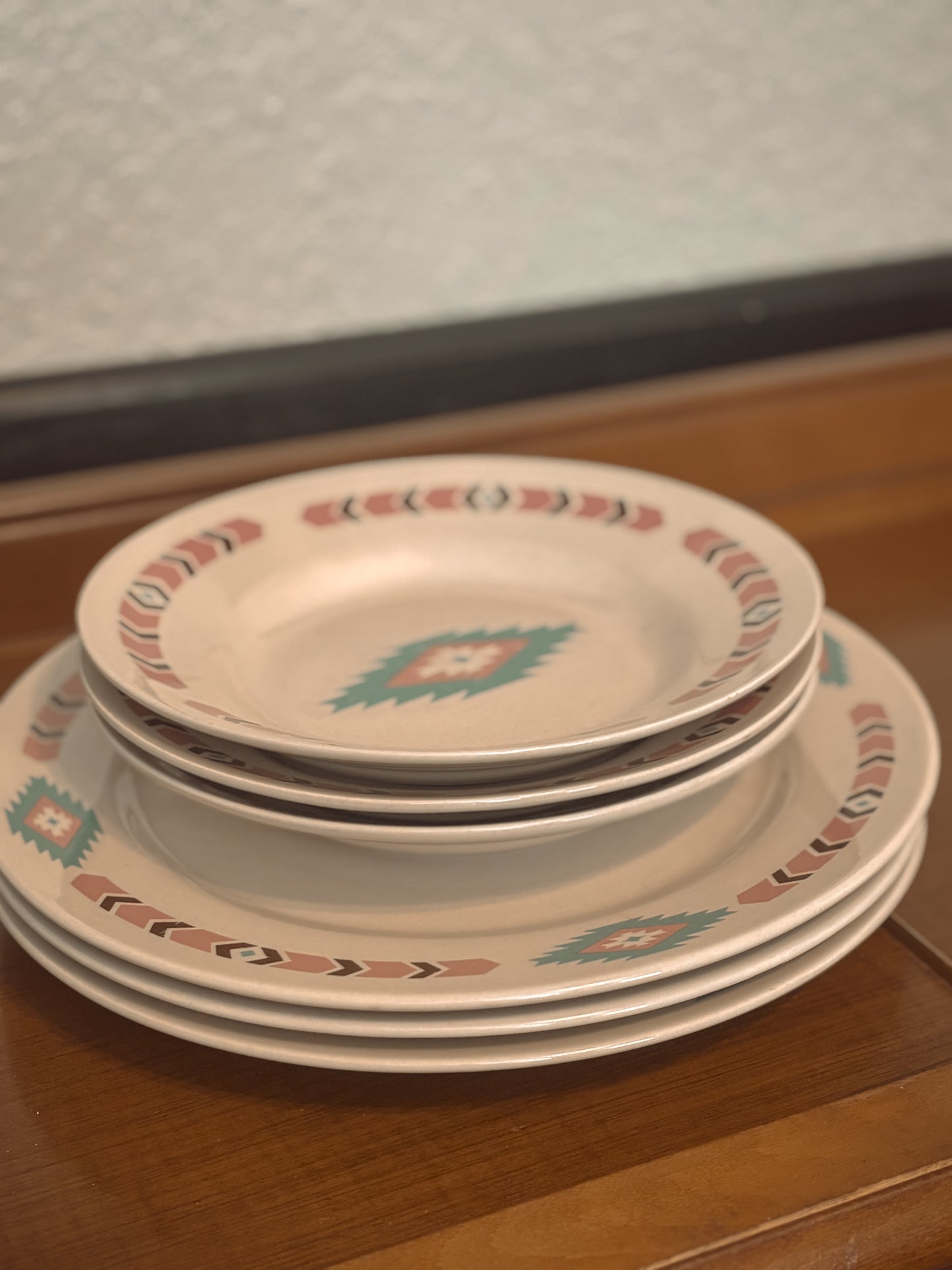 *VINTAGE* SANTA FE MEIWA TABLE ART AZTEC SOUTH WESTERN PLATES AND BOWLS SET (6 PCS)