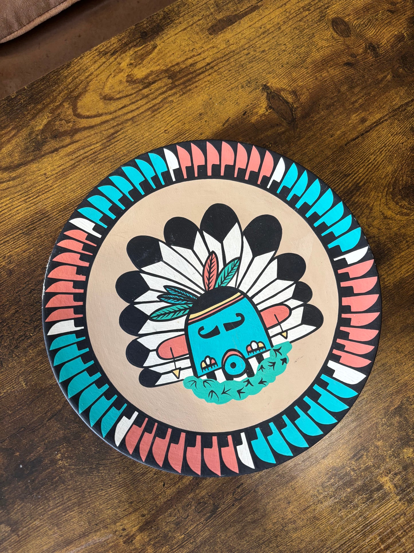 *VINTAGE* GORGEOUS HAND-PAINTED SIGNED KACHINA NATIVE AMERICAN PLATE