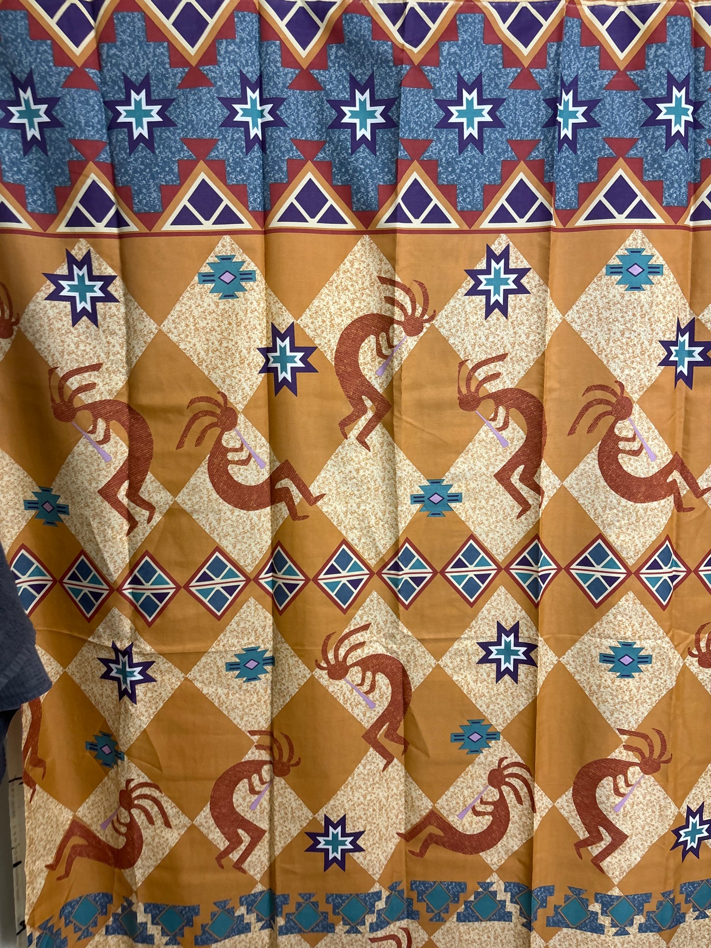 *VINTAGE* KOKOPELLI AZTEC SOUTHWESTERN STANDARD SHOWER CURTAIN