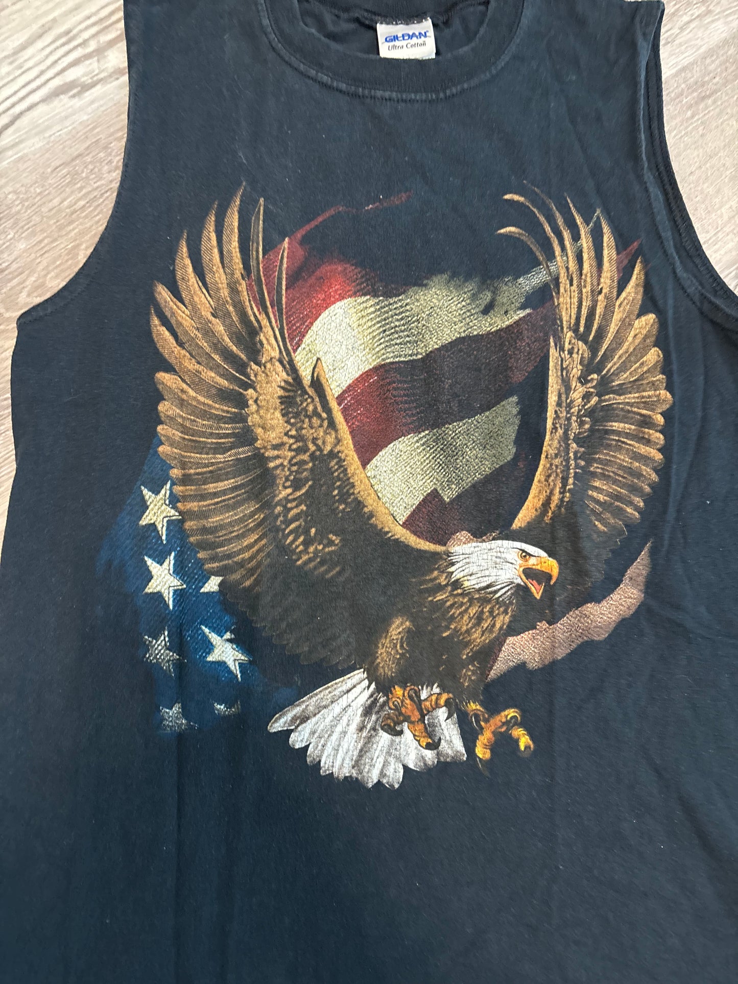 *VINTAGE* AMERICAN FLAG EAGLE TANK TOP CUT OFF TEE
