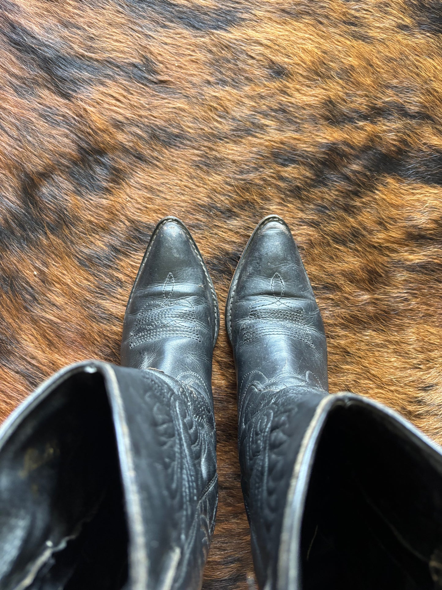 Woman’s 8/9 Navy/Black Cowboy Boots, Wild Pair, Made in Brazil *VINTAGE*