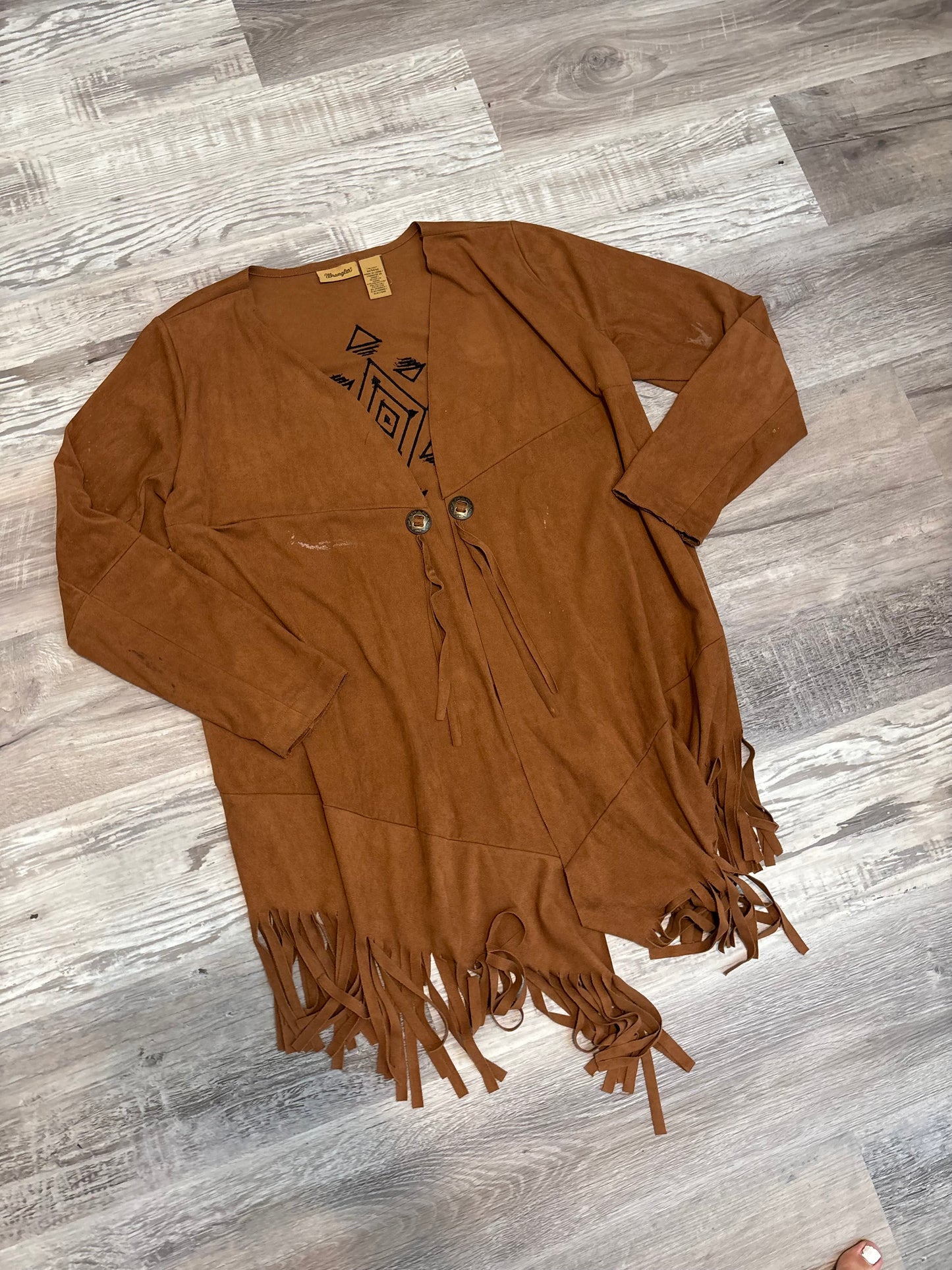 WRANGLER RETRO AZTEC FRINGE PONCHO CARDIGAN