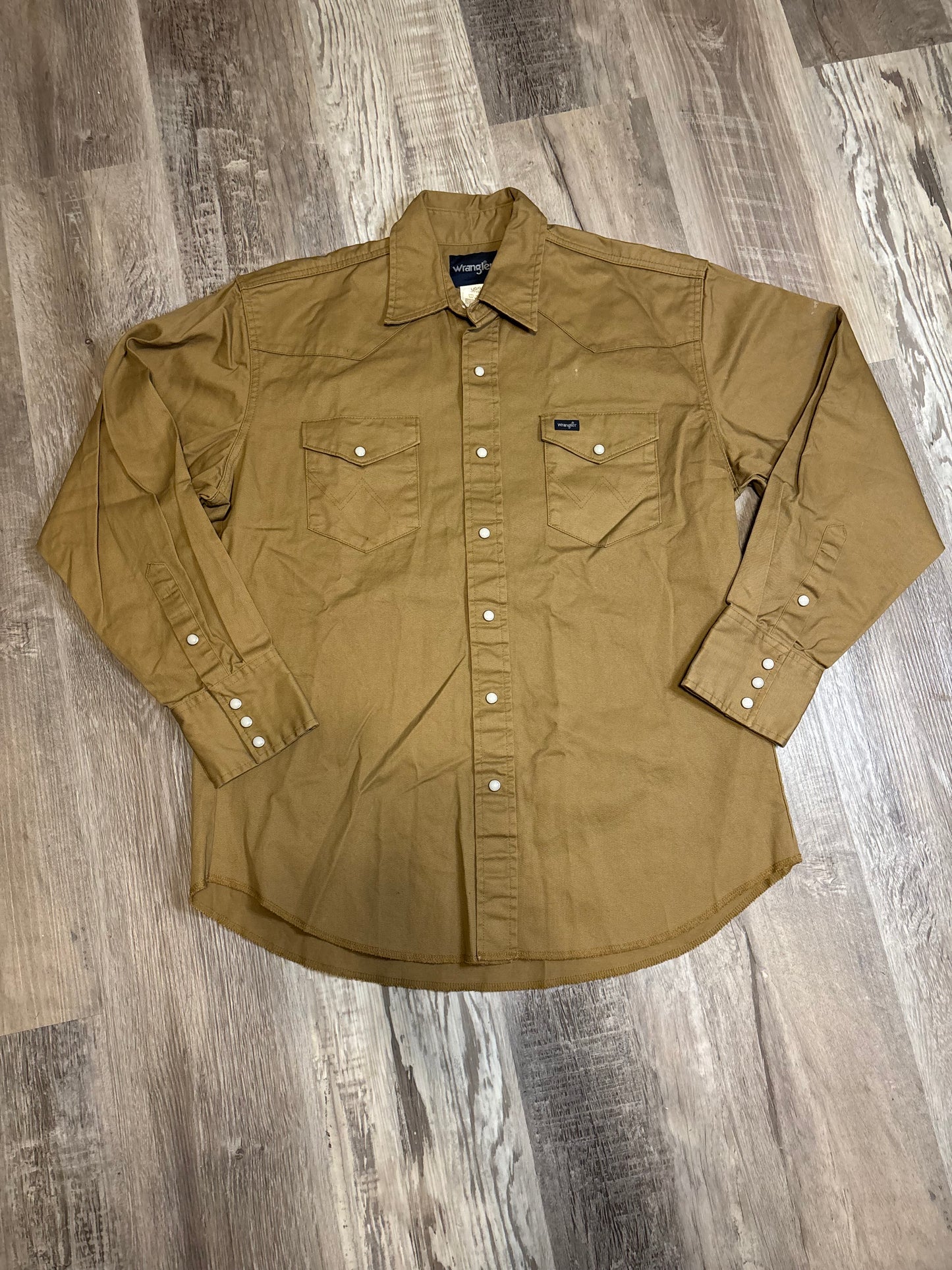 WRANGLER HEAVY DUTY KHAKI TAN PEARL SNAP SHIRT