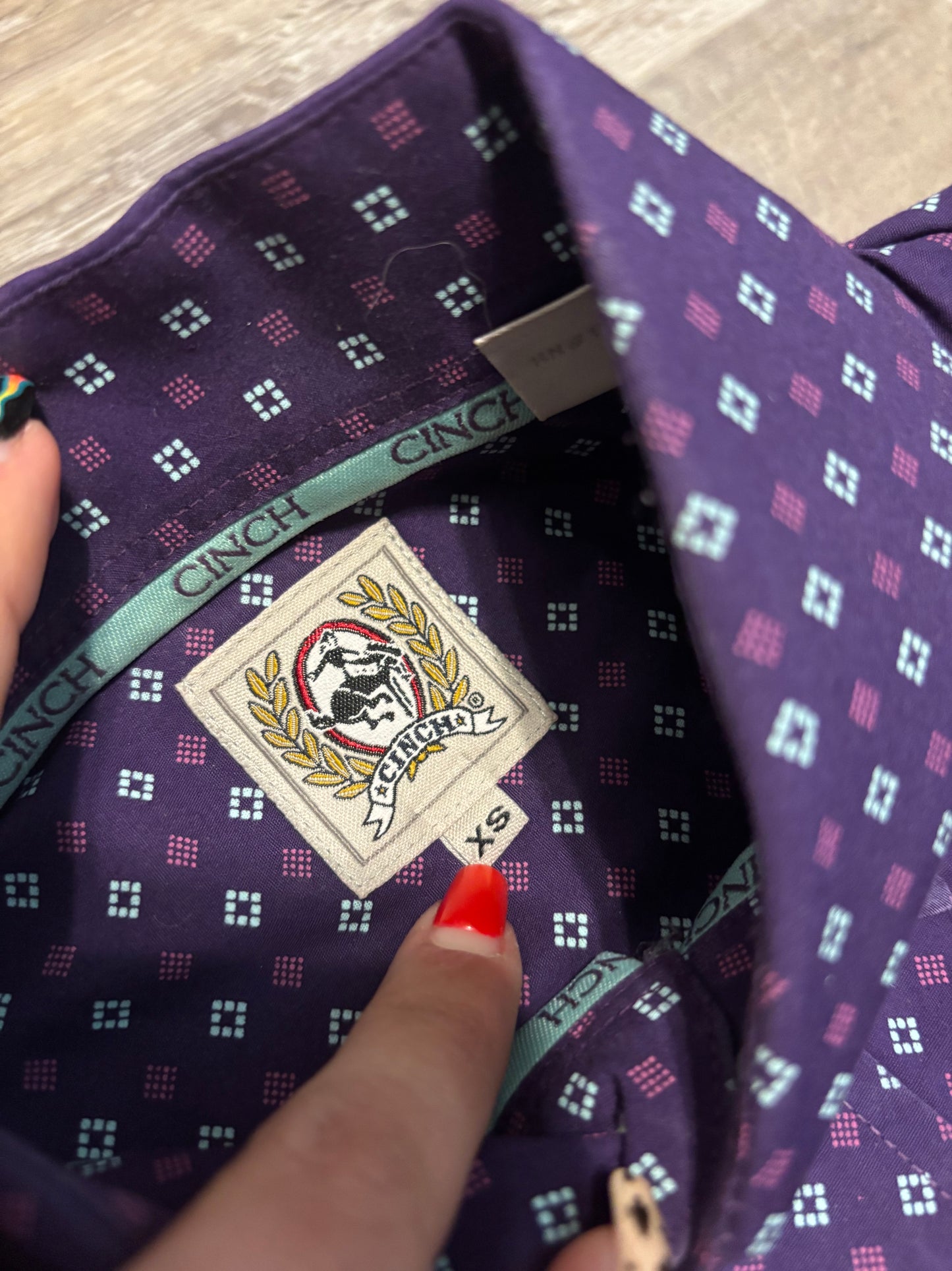 PURPLE/BLUE DIAMOND CINCH BUTTON UP SHIRT