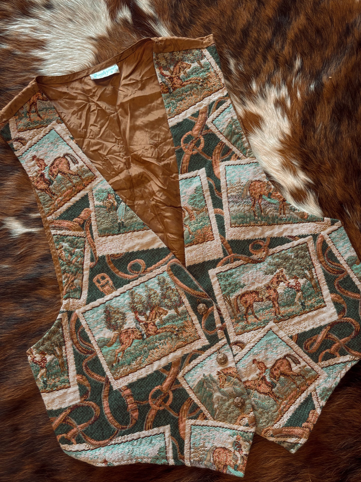 *VINTAGE* TAPESTRY HORSE VEST
