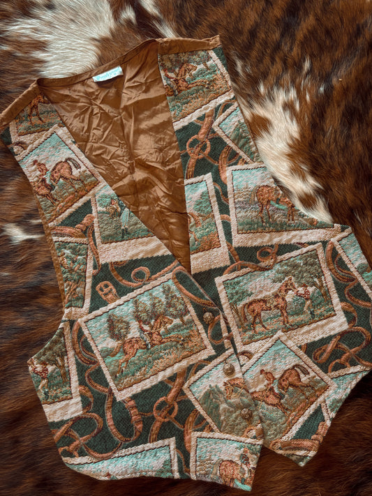 *VINTAGE* TAPESTRY HORSE VEST