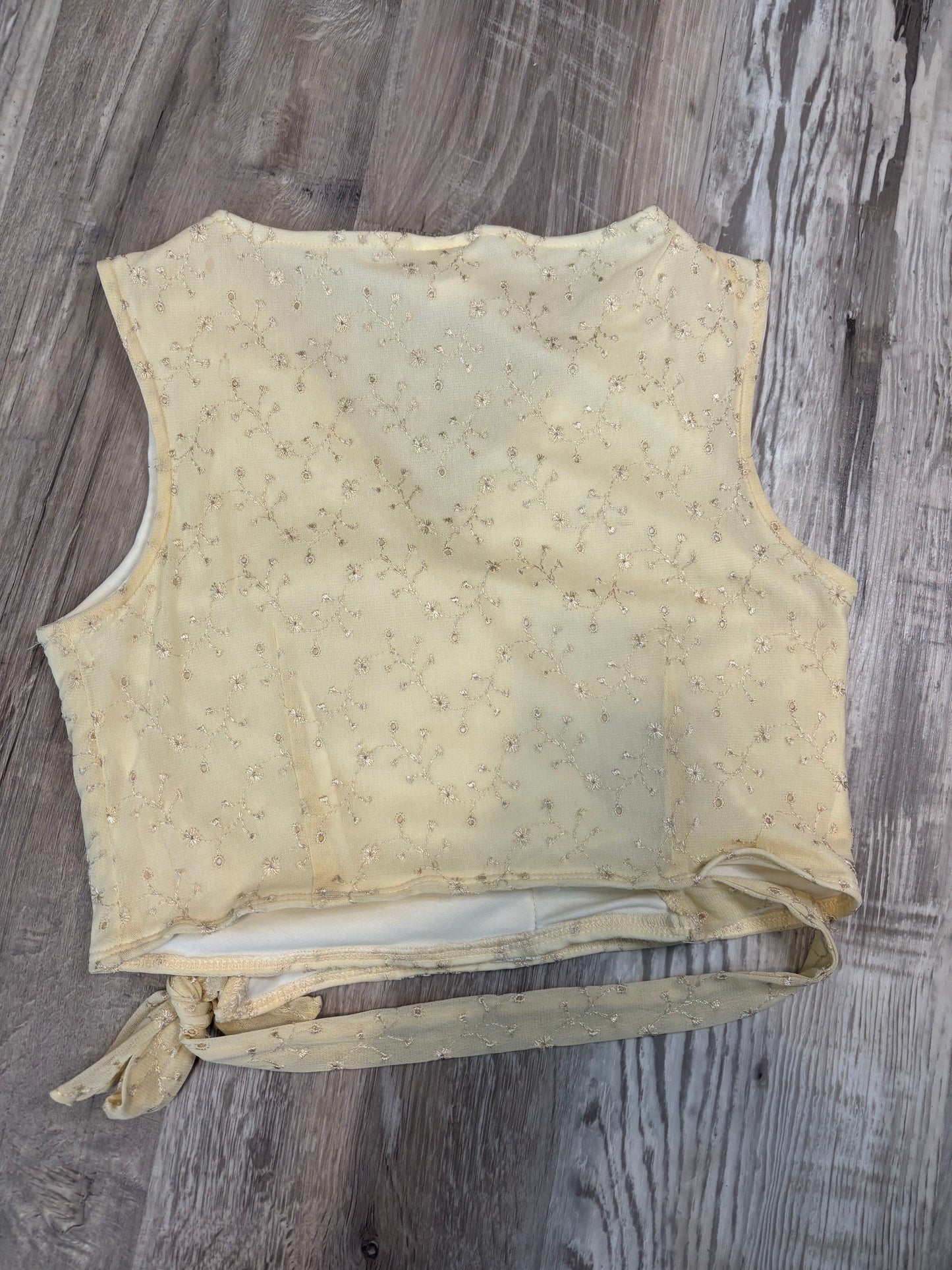 FREDERICK’S OF HOLLYWOOD YELLOW/CREAM LACE TOP *VINTAGE*