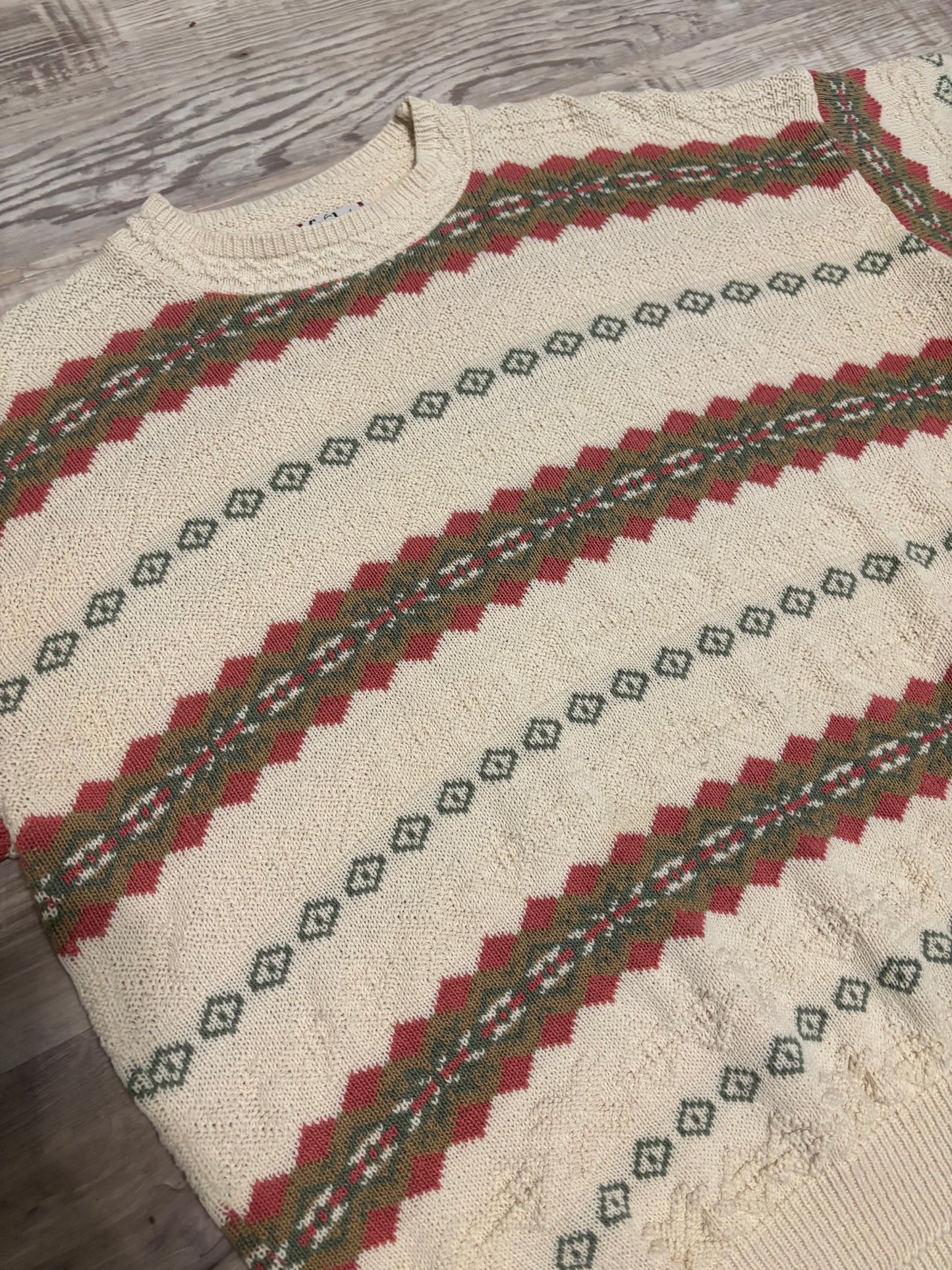 *VINTAGE* SHORT SLEEVE CRICKET LANE FAIR ISLE SWEATER