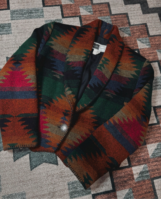 RHONDA STARK WOOL SOUTHWESTERN AZTEC BLAZER *VINTAGE