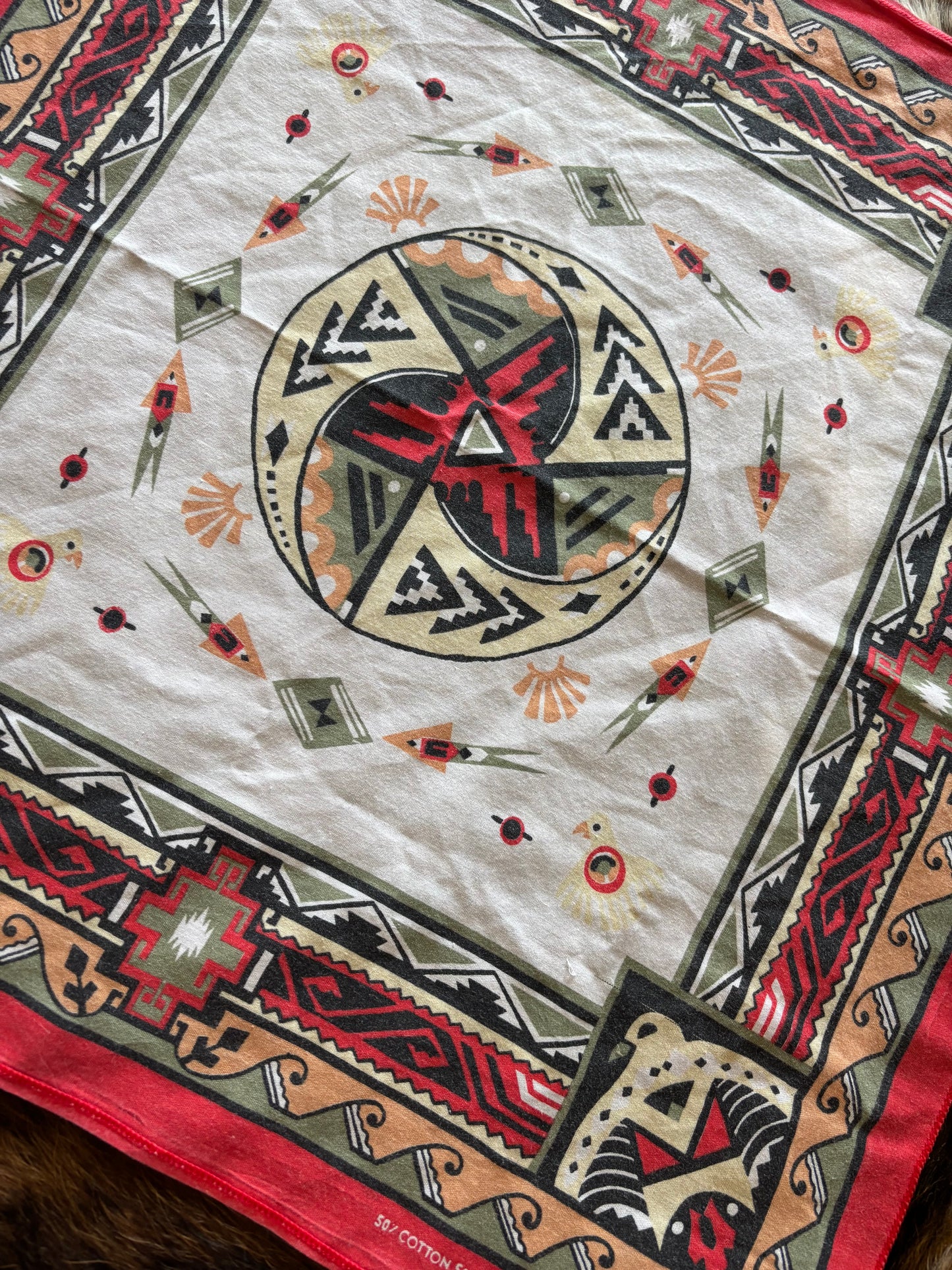 *VINTAGE* WAMCRAFT SOUTH WESTERN NATIVE AMERICAN BANDANA SCARF