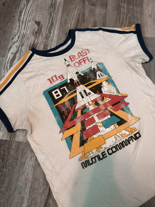 JUNKFOOD MISSILE COMMAND ATARI RINGER TEE *VINTAGE*