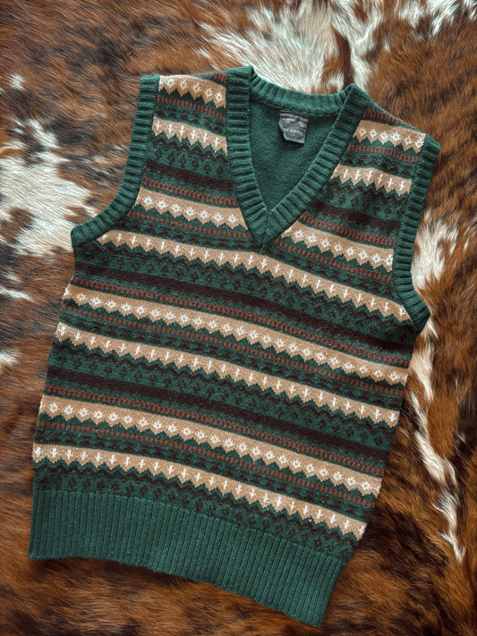 *VINTAGE* GREEN FAIR ISLE KNIT SWEATER VEST