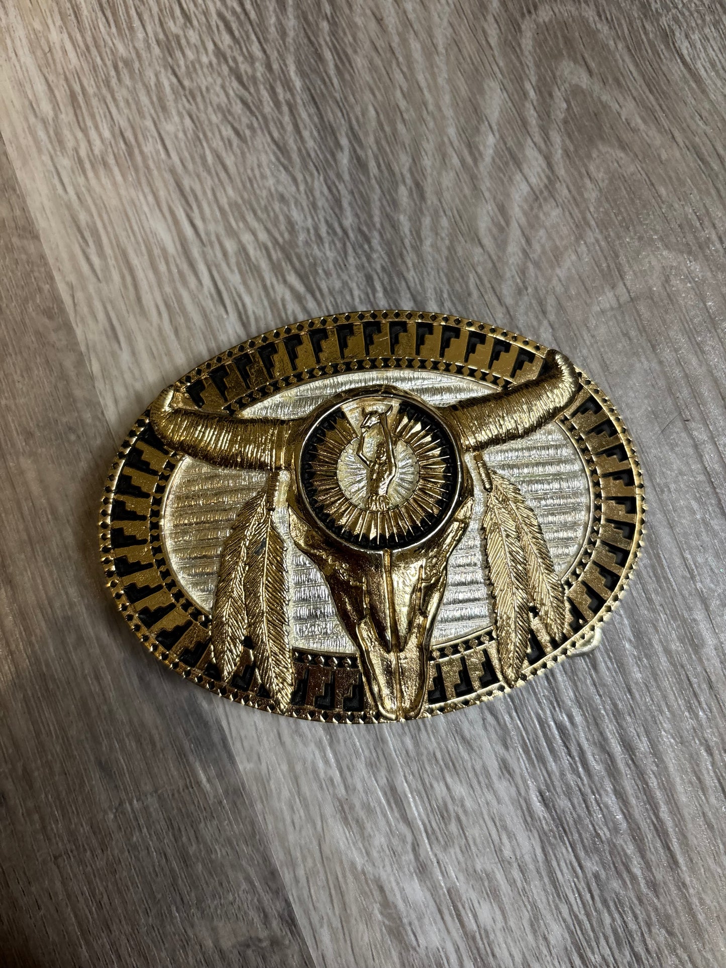 MONTANA SILVERSMITHS SOLID BRASS BISON SKULL BELT BUCKLE *VINTAGE*