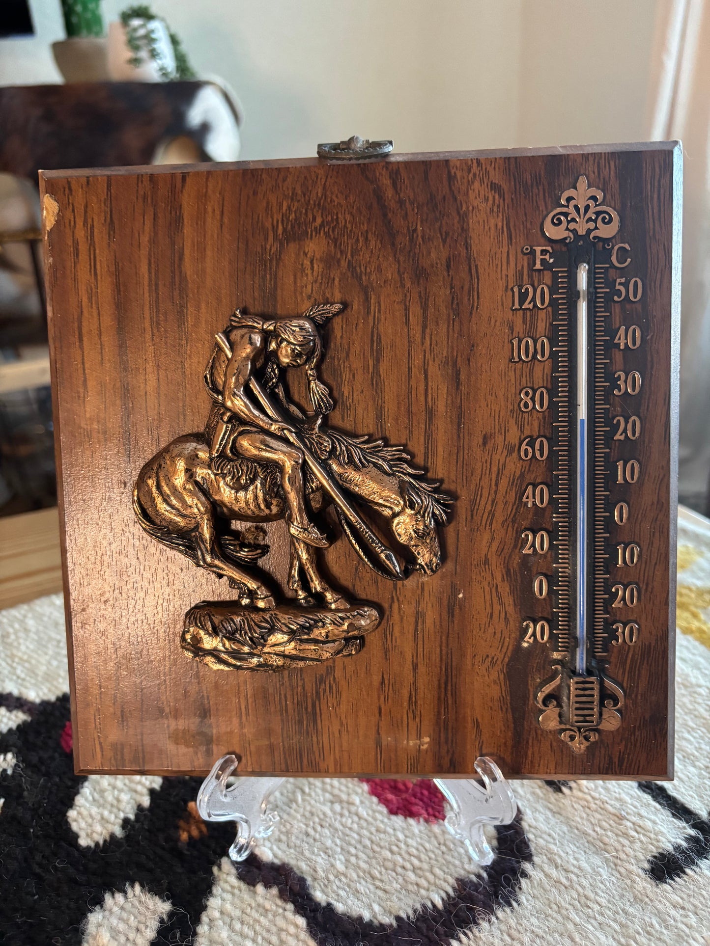 *VINTAGE* A&F END OF THE TRAIL WALL HANGING THERMOMETER