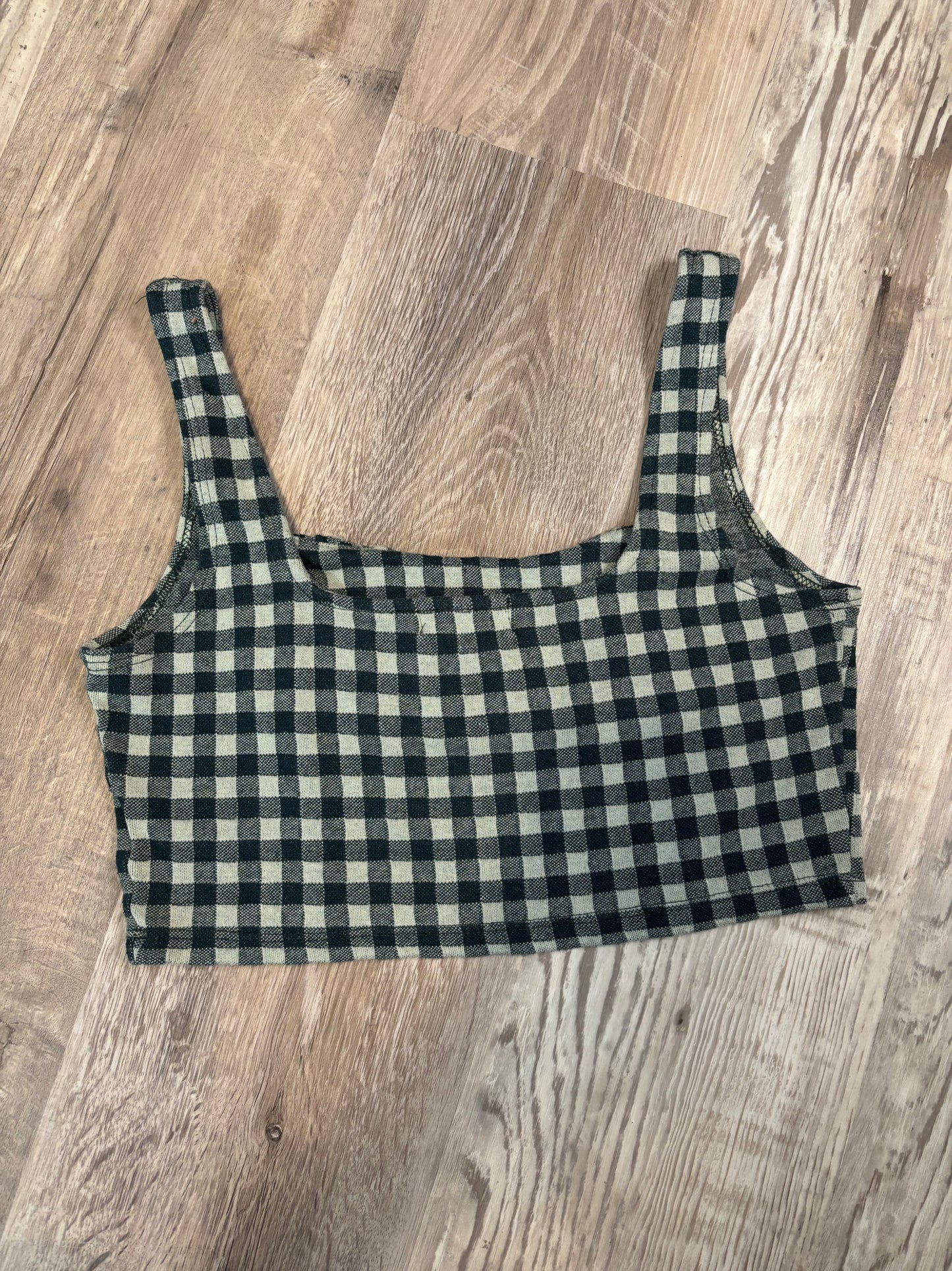 ALTER’D STATE GREEN GINGHAM CROP TOP