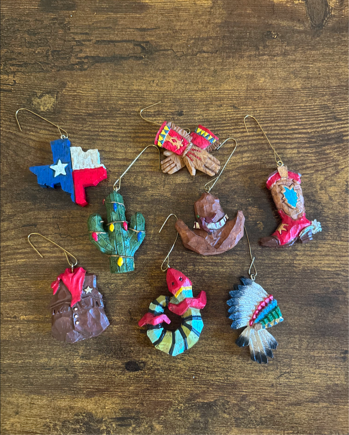 WESTERN CHRISTMAS ORNAMENT SET OF 8