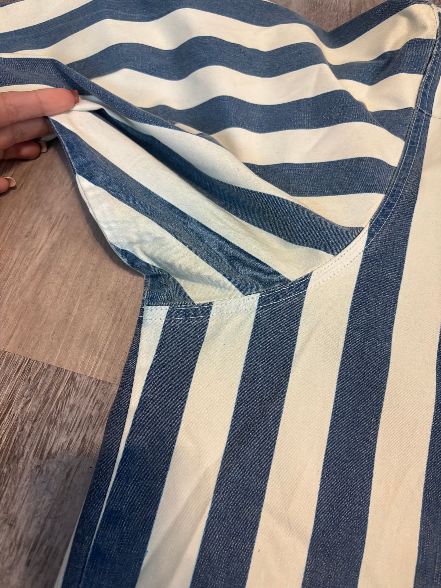 BLUE STRIPED BUTTON UP WRANGLER (VERY THICK) *VINTAGE*