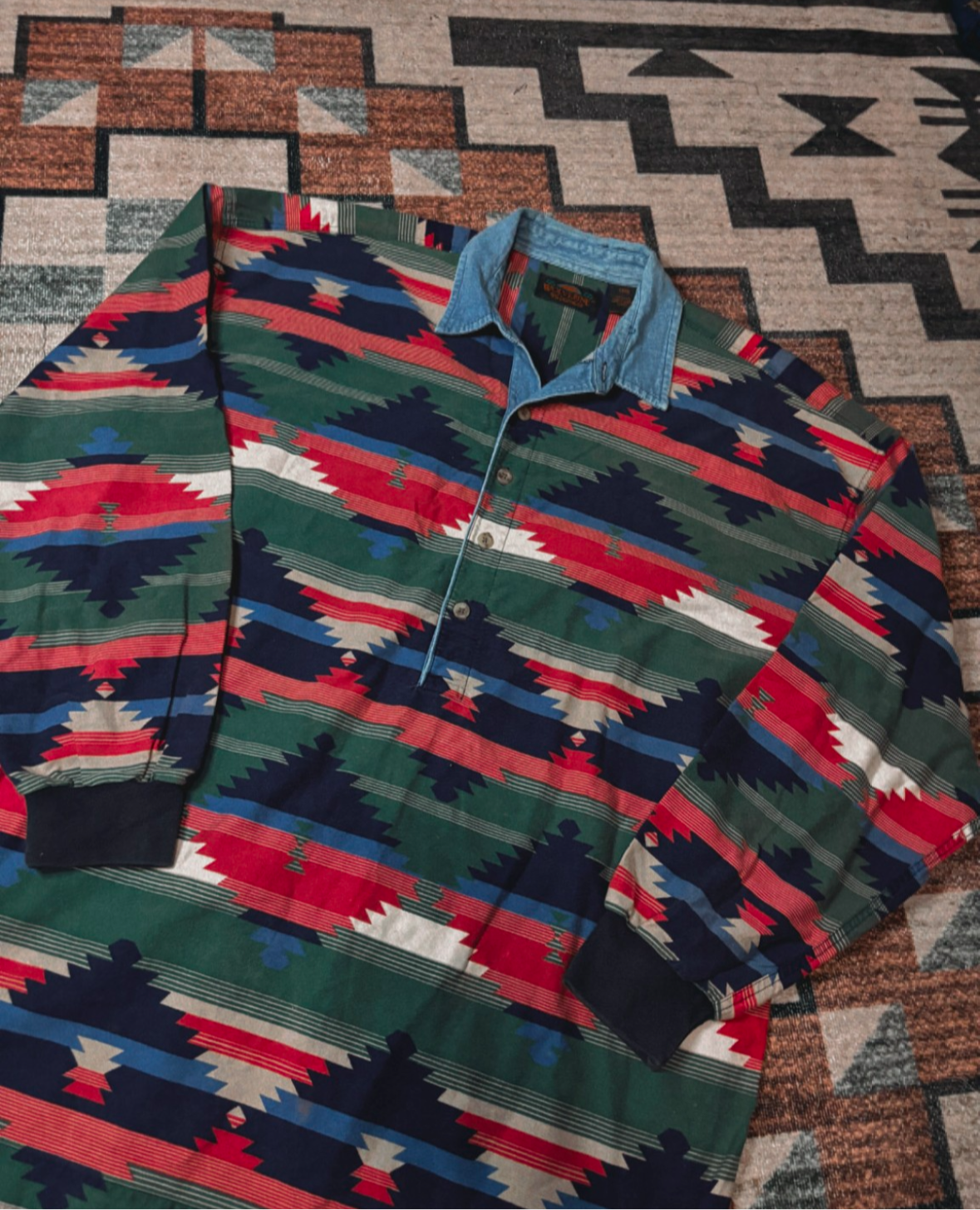 SOUTHWESTERN AZTEC QUARTER BUTTON UP *VINTAGE*