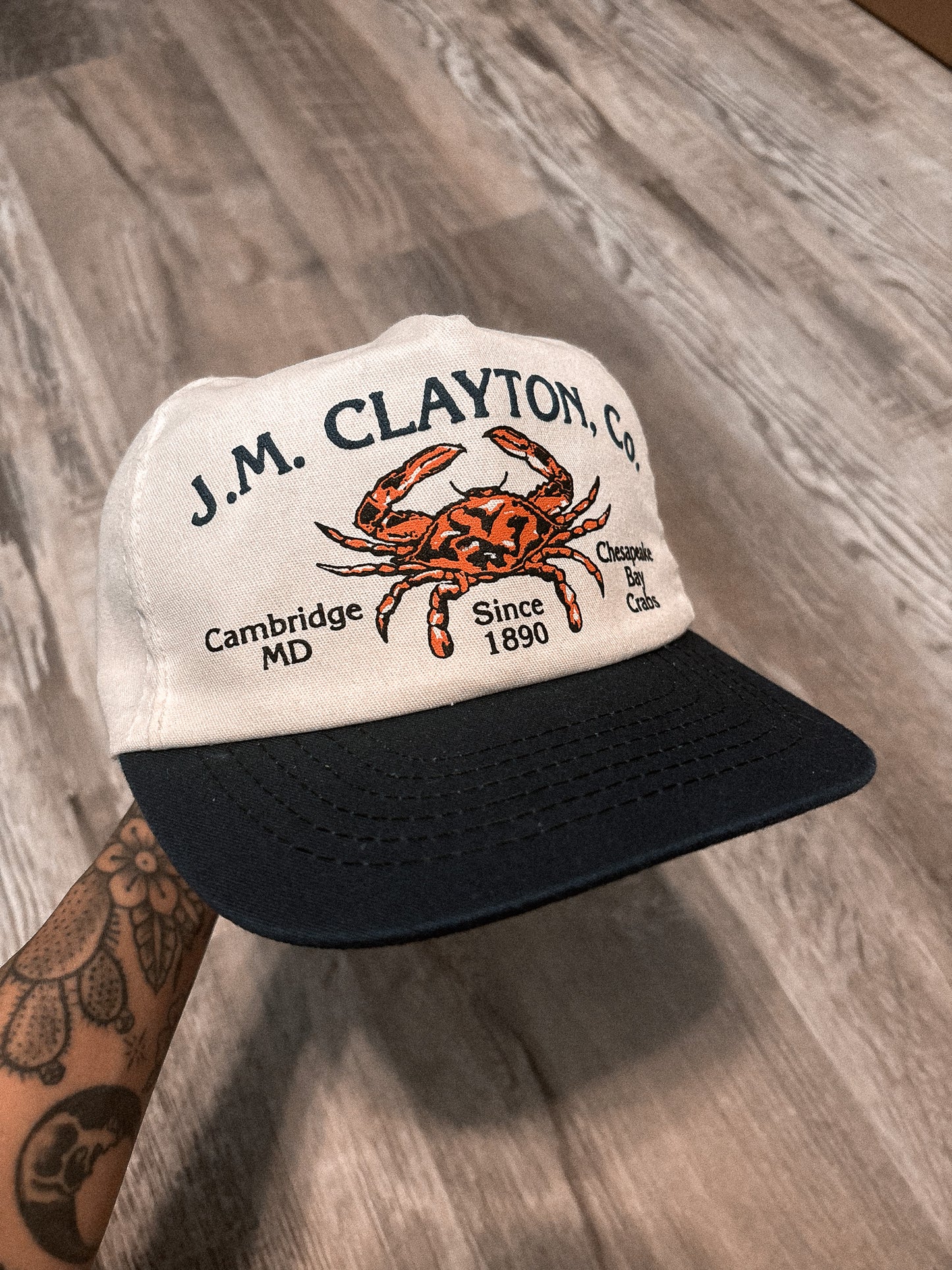 J.M. CLAYTON CO. CHESAPEAKE BAY CRABS TRUCKER SNAPBACK HAT *VINTAGE*