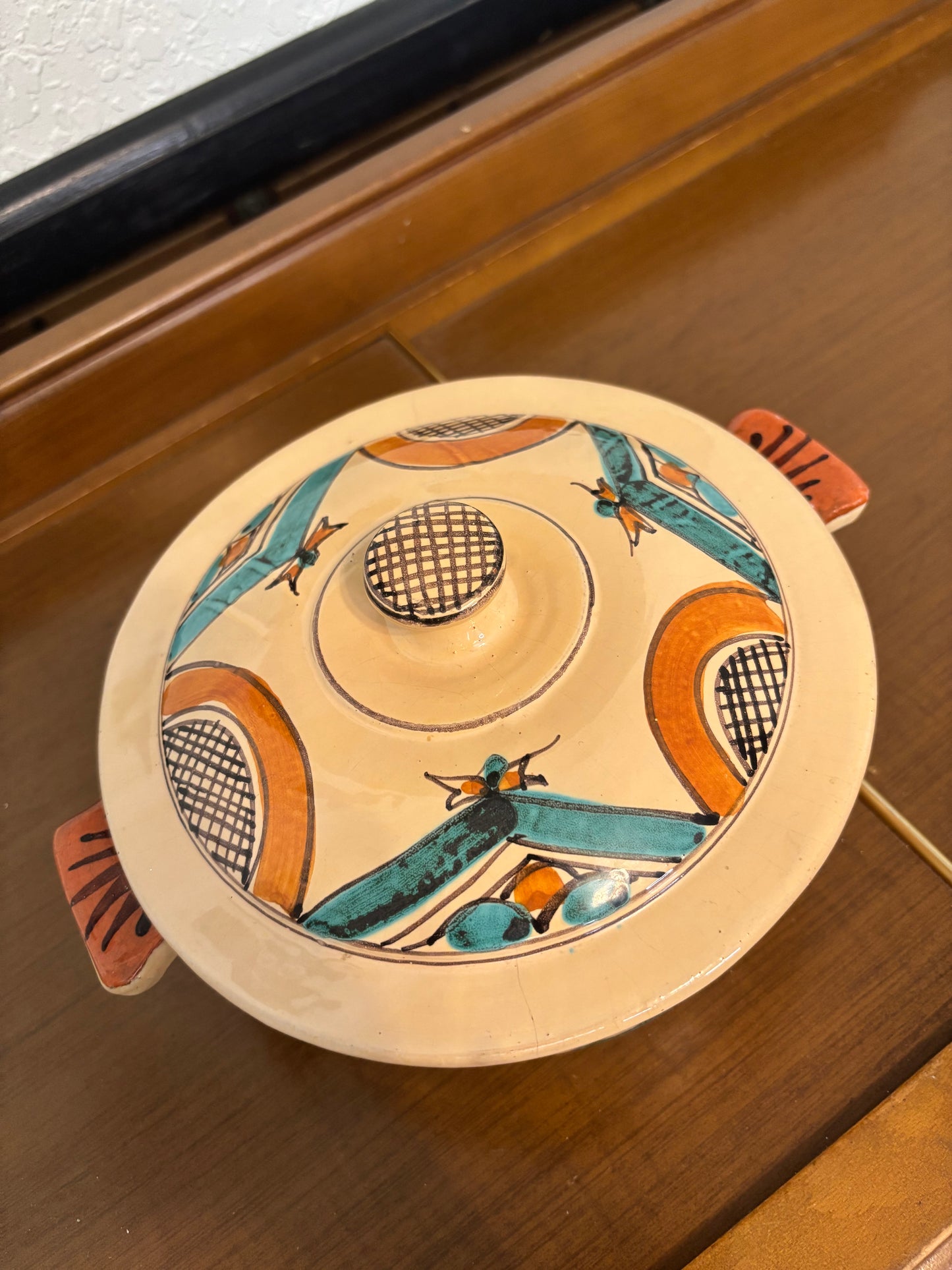 *VINTAGE* HAND-PAINTED TERRACOTTA COOKING POT