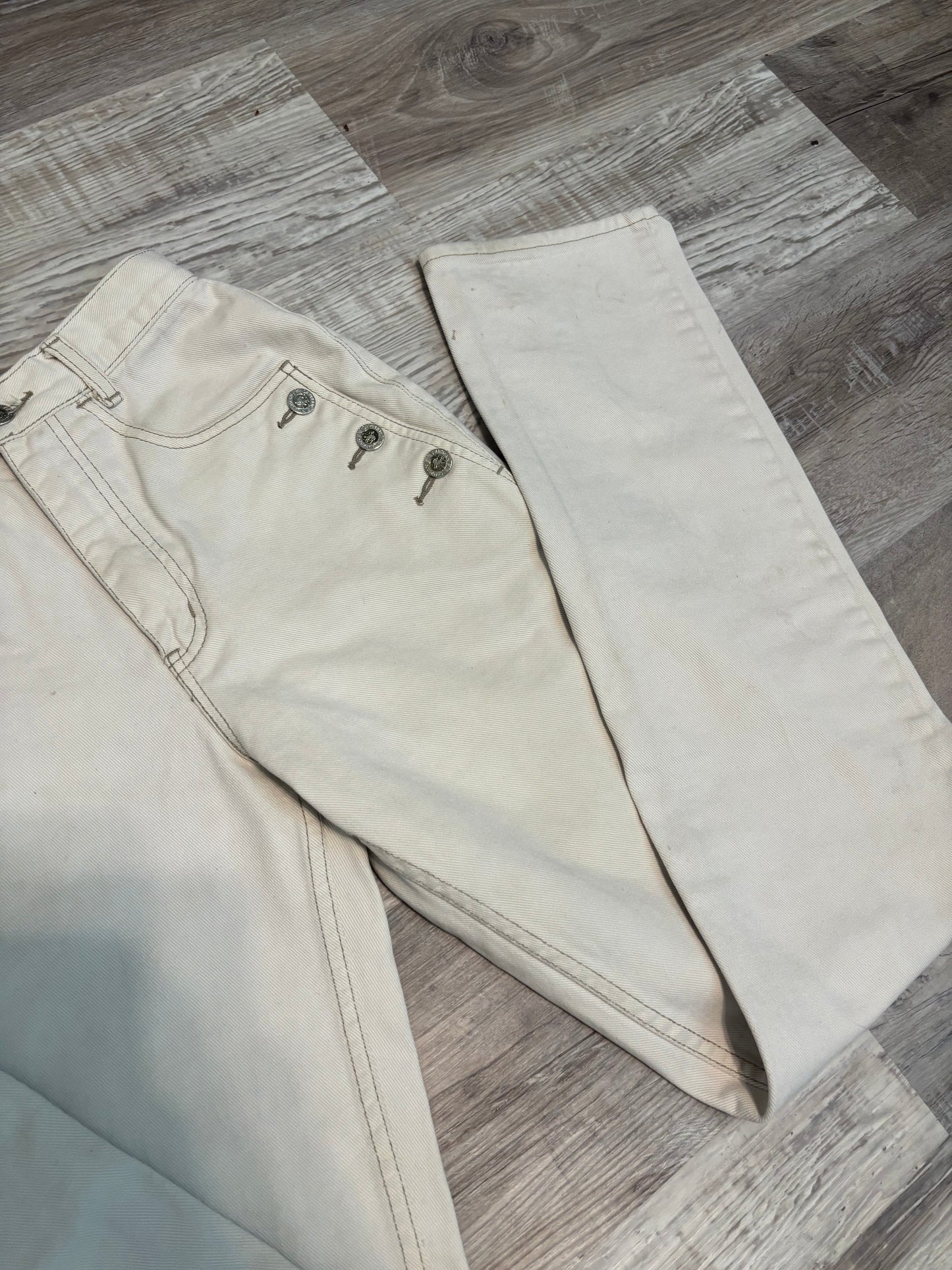 *VINTAGE* 23” LAWMAN KHAKI BAREBACK JEANS