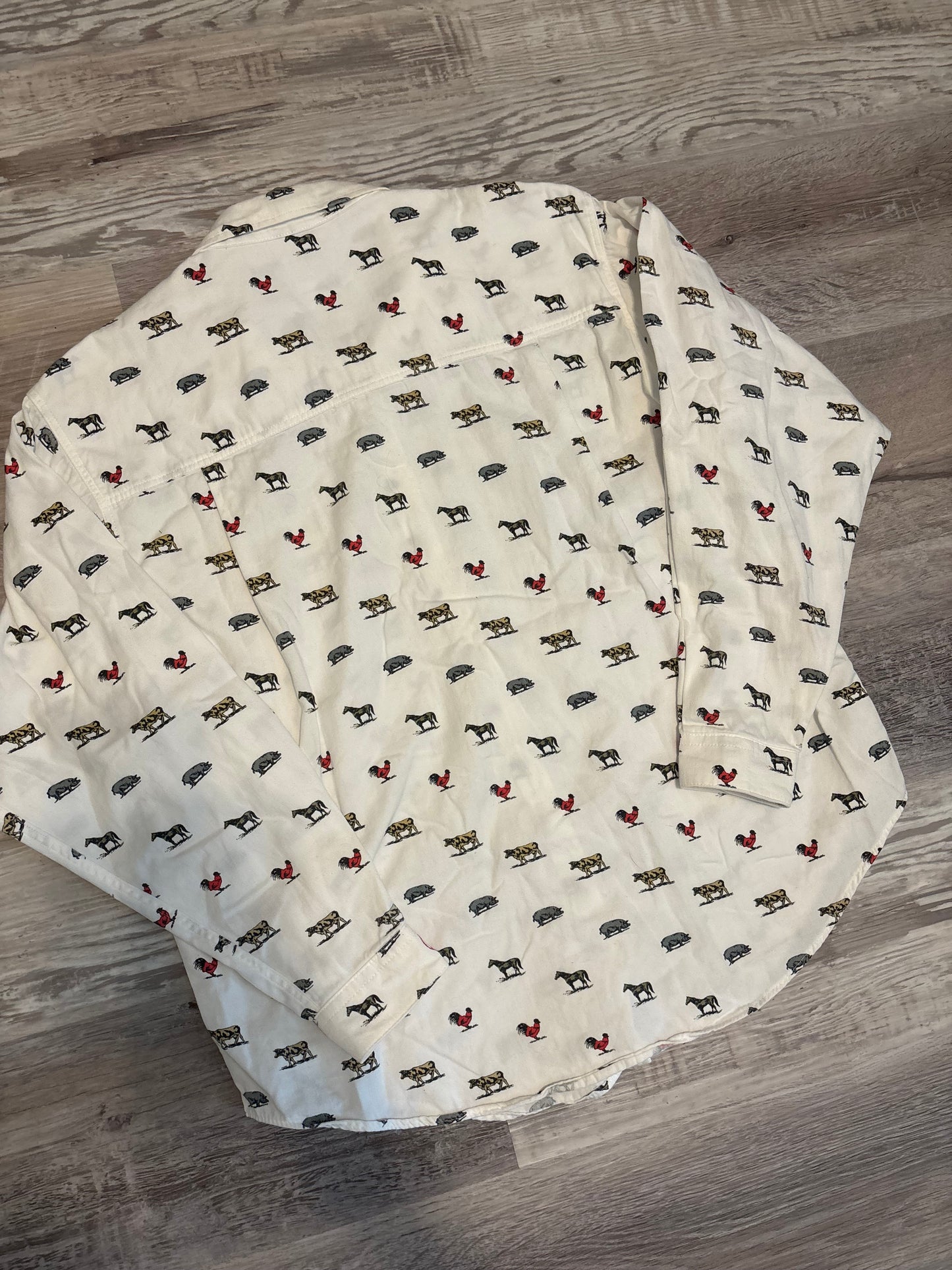 BARN FLY FRARM ANIMAL BUTTON UP *VINTAGE*
