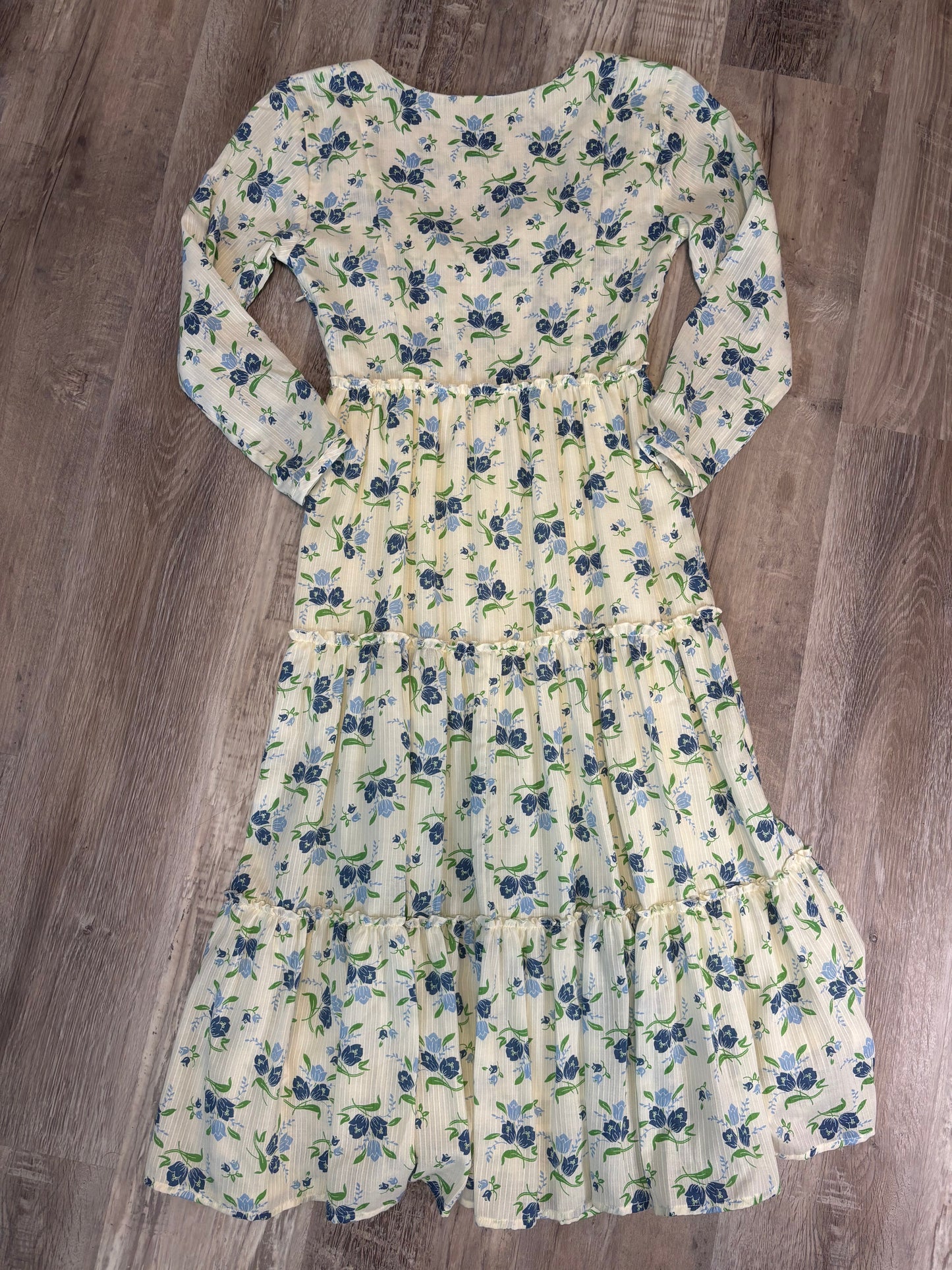 SWEET BABY JAMIE IVORY TIERED SWEETHEART MIDI DRESS