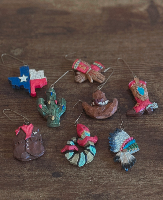 WESTERN CHRISTMAS ORNAMENT SET OF 8