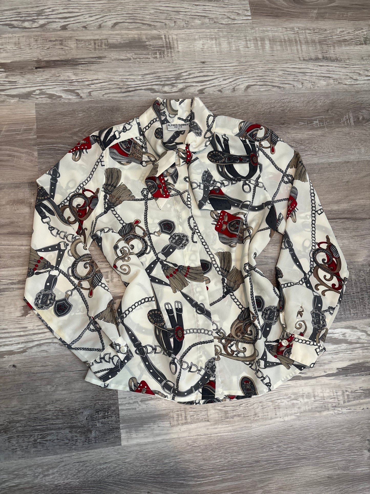 ALFRED DUNNER HORSE TACK BUTTON UP BLOUSE *VINTAGE*