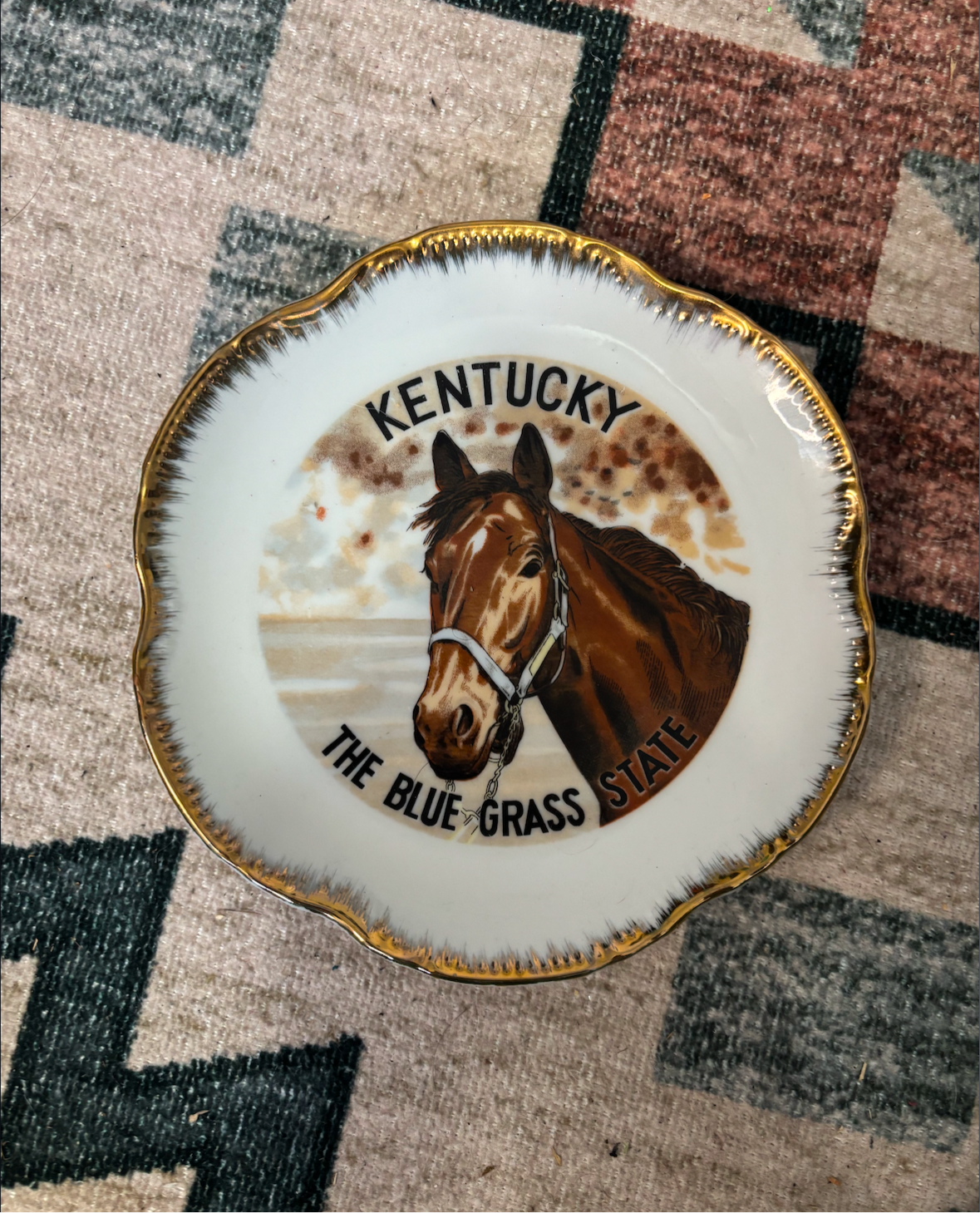 KENTUCKY BLUE GRASS STATE HORSE PLATE *VINTAGE*