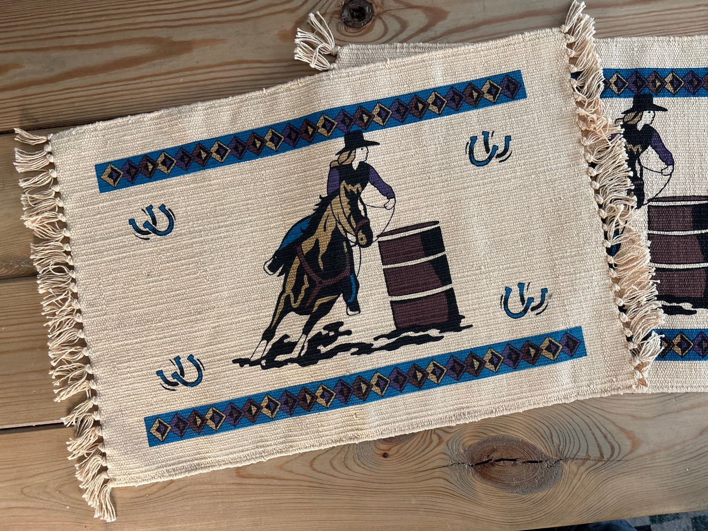 *VINTAGE* BARREL RACER WESTERN PLACEMATS SET OF 2