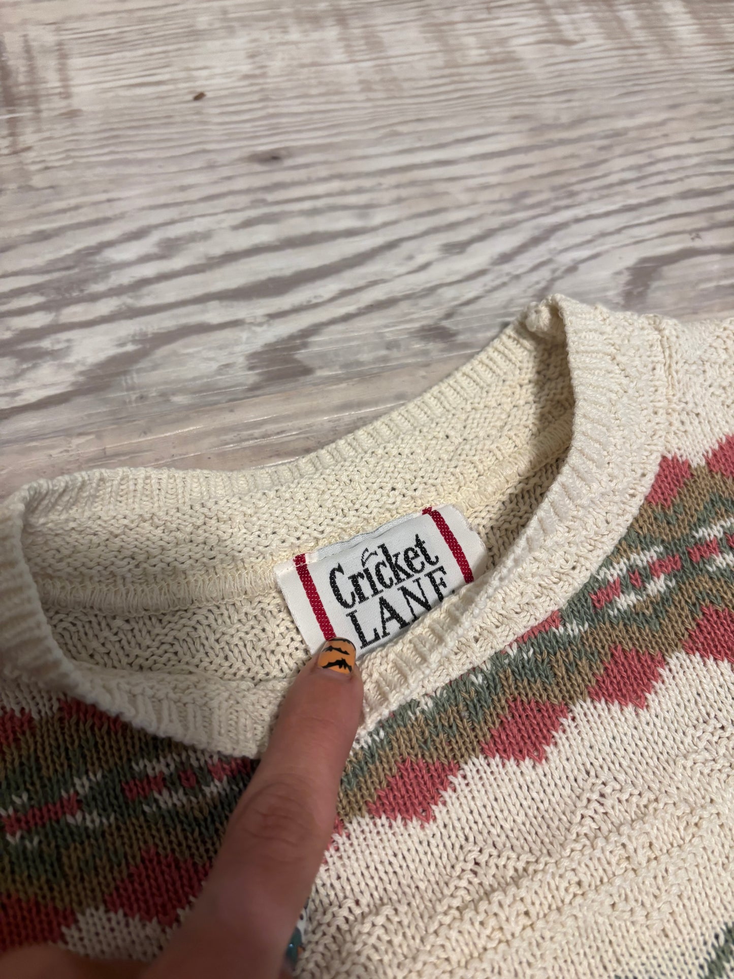 *VINTAGE* SHORT SLEEVE CRICKET LANE FAIR ISLE SWEATER