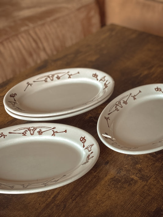*VINTAGE* EL RANCHO BY STERLING CHINA CATTLE BRANDS HEAVY DUTY PLATES