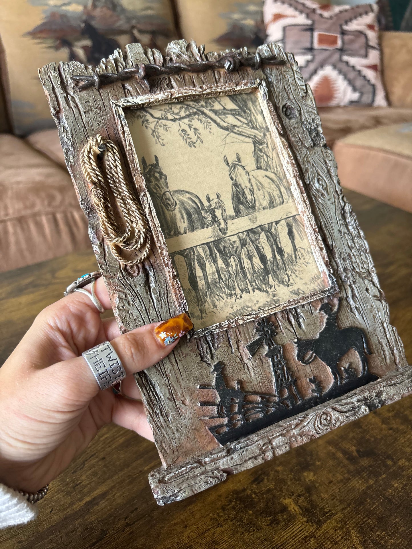 *VINTAGE* HORSE, FARM, RUSTIC PICTURE FRAME