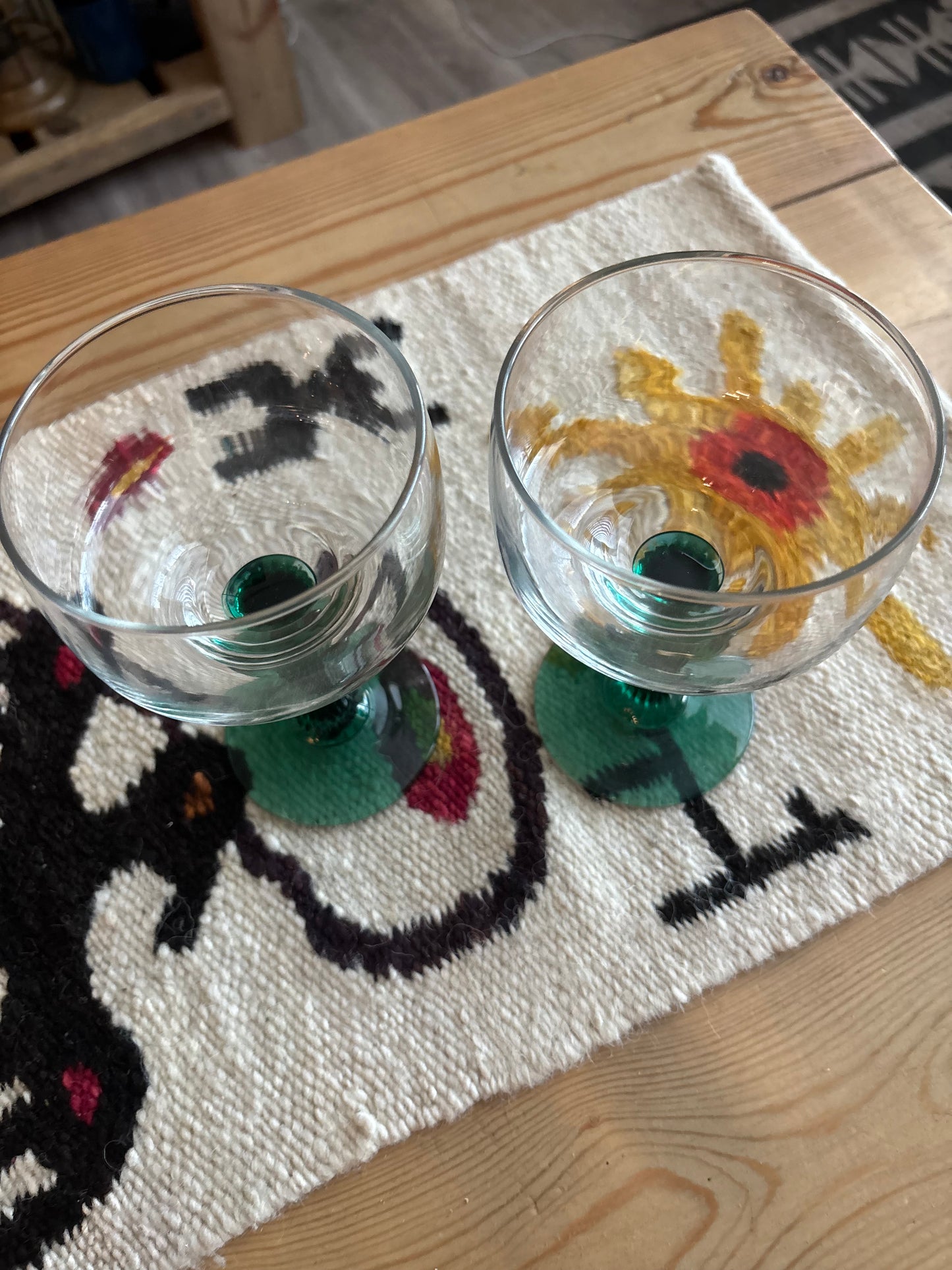 *VINTAGE* CACTUS MARGARITA GLASSES SET OF 2