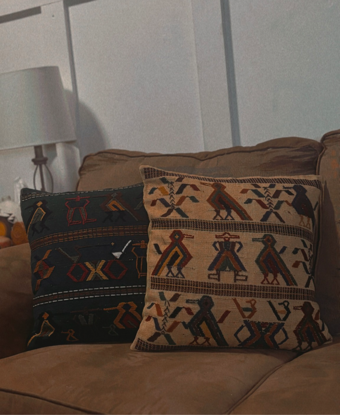 GUATEMALAN EMBROIDERED PILLOW CASE SET OF 2 *VINTAGE*