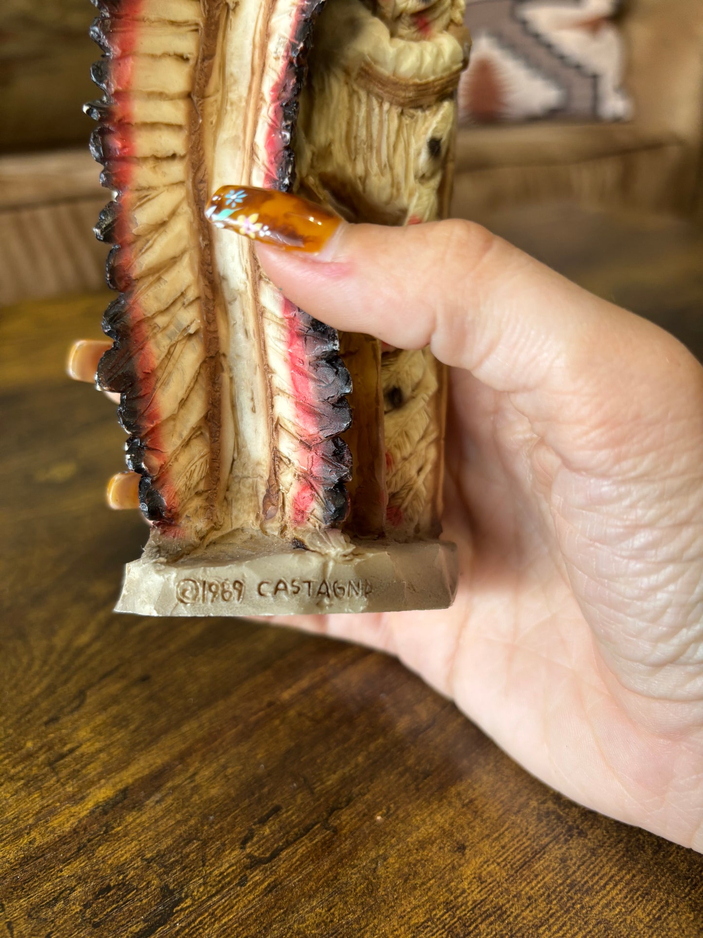 *VINTAGE* 1969 CASTAGNA NATIVE AMERICAN CHEIF STATUE FIGURINE