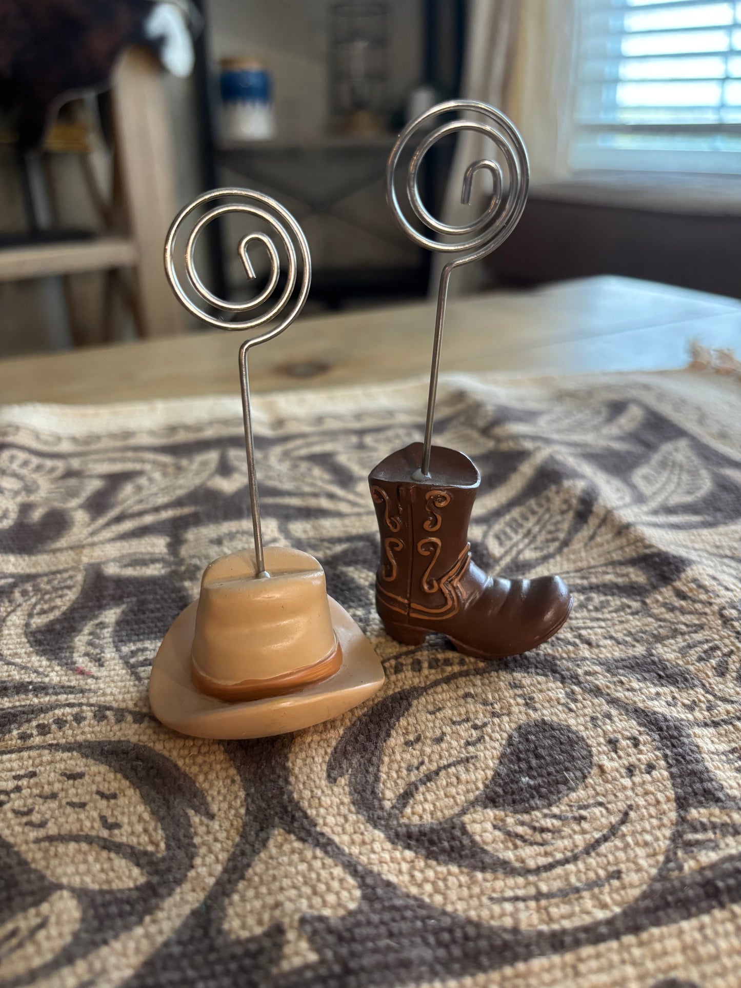 SET OF 2 BOOT & COWBOY HAT PHOTO HOLDERS