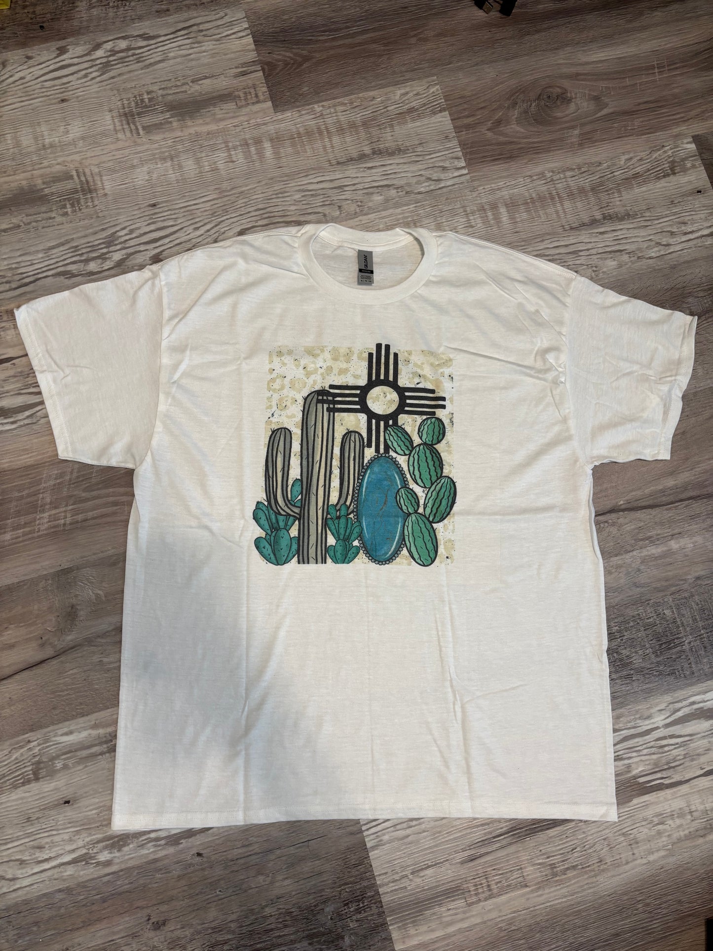 WHITE ZIA CACTUS GRAPHIC TEE