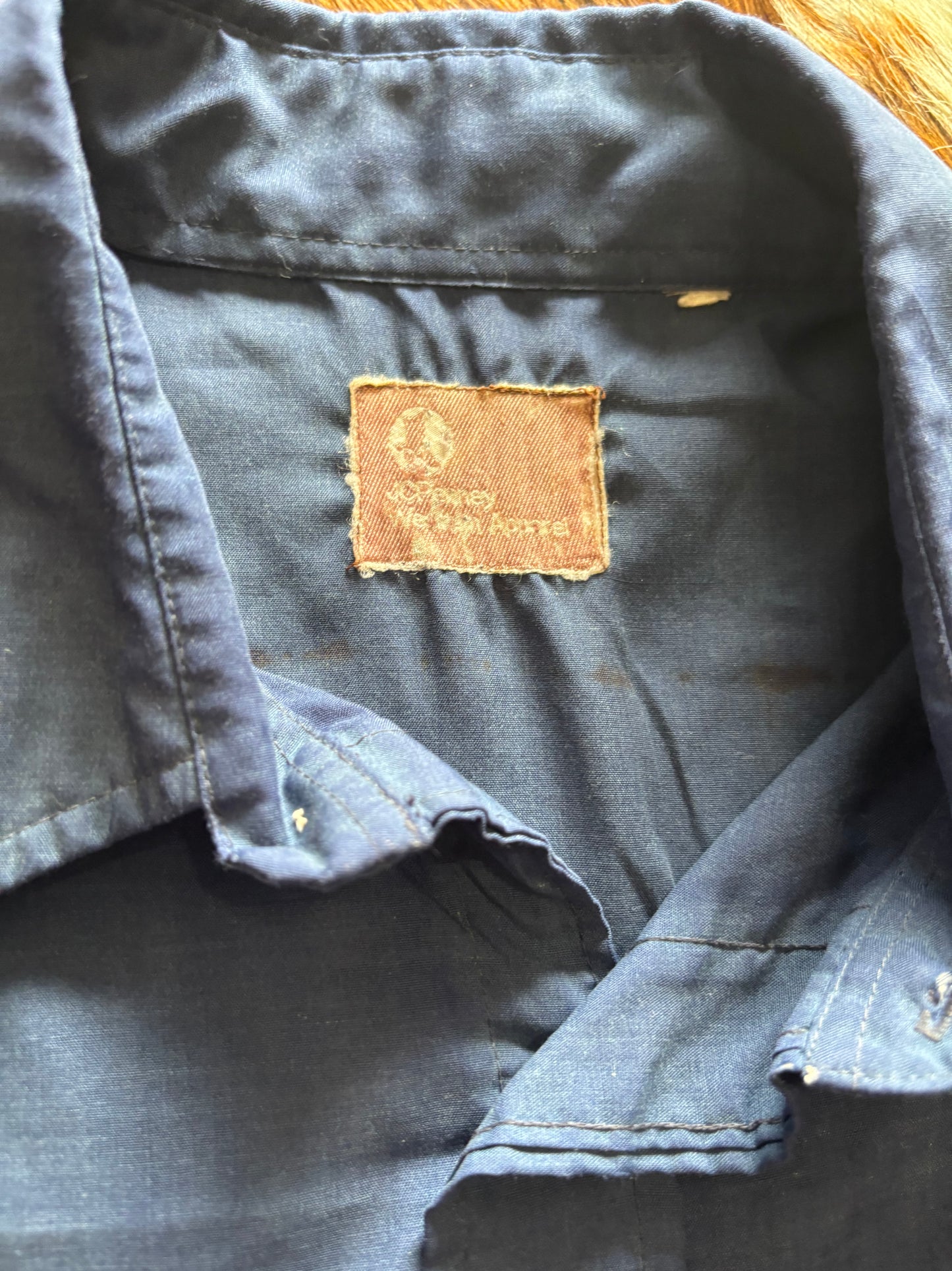 *VINTAGE* JC PENNEY WESTERN SHORT SLEEVE BLUE PEARL SNAP SHIRT
