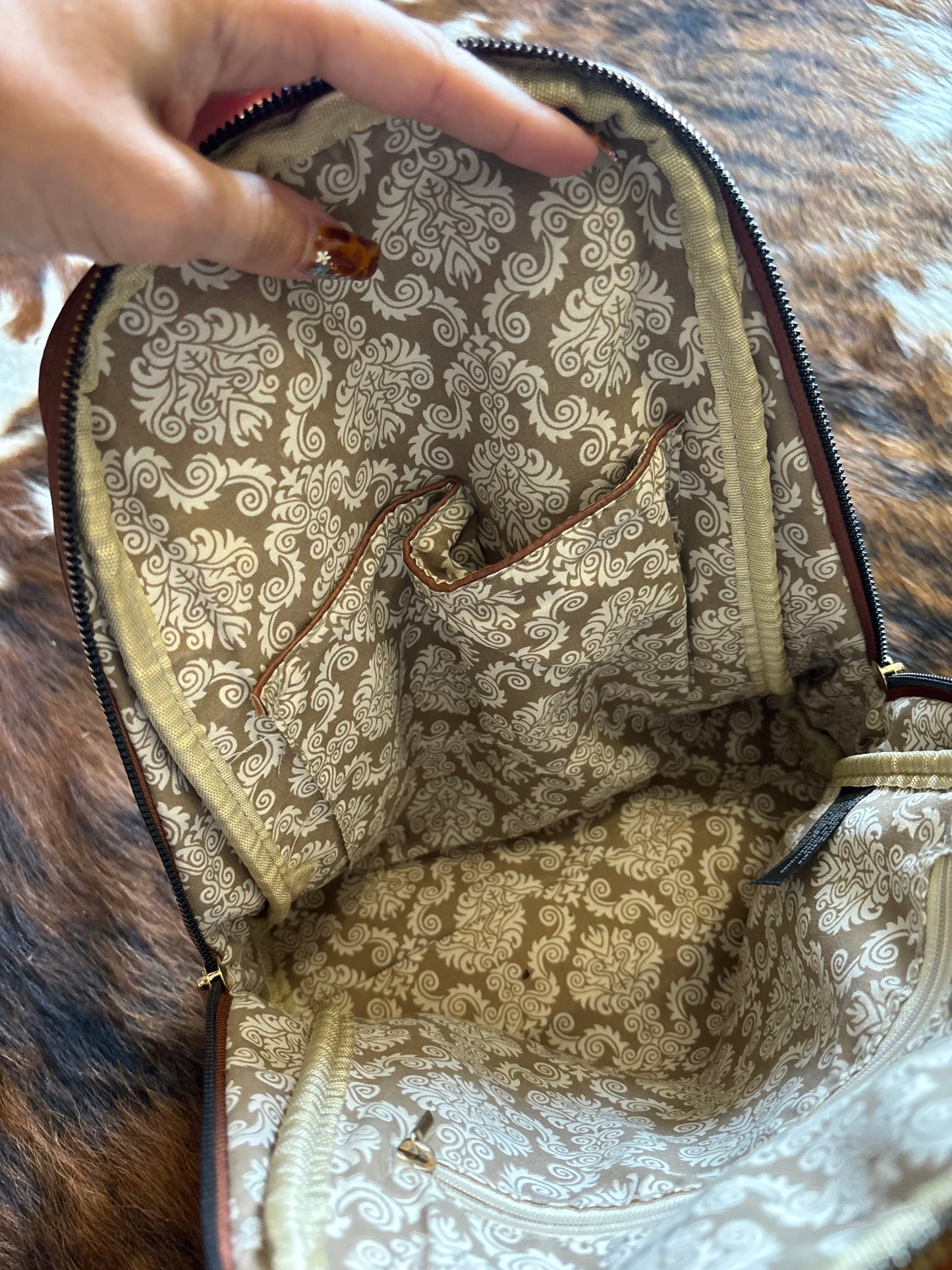 FAUX LEATHER TOOLED WESTERN MINI BACKPACK PURSE BAG