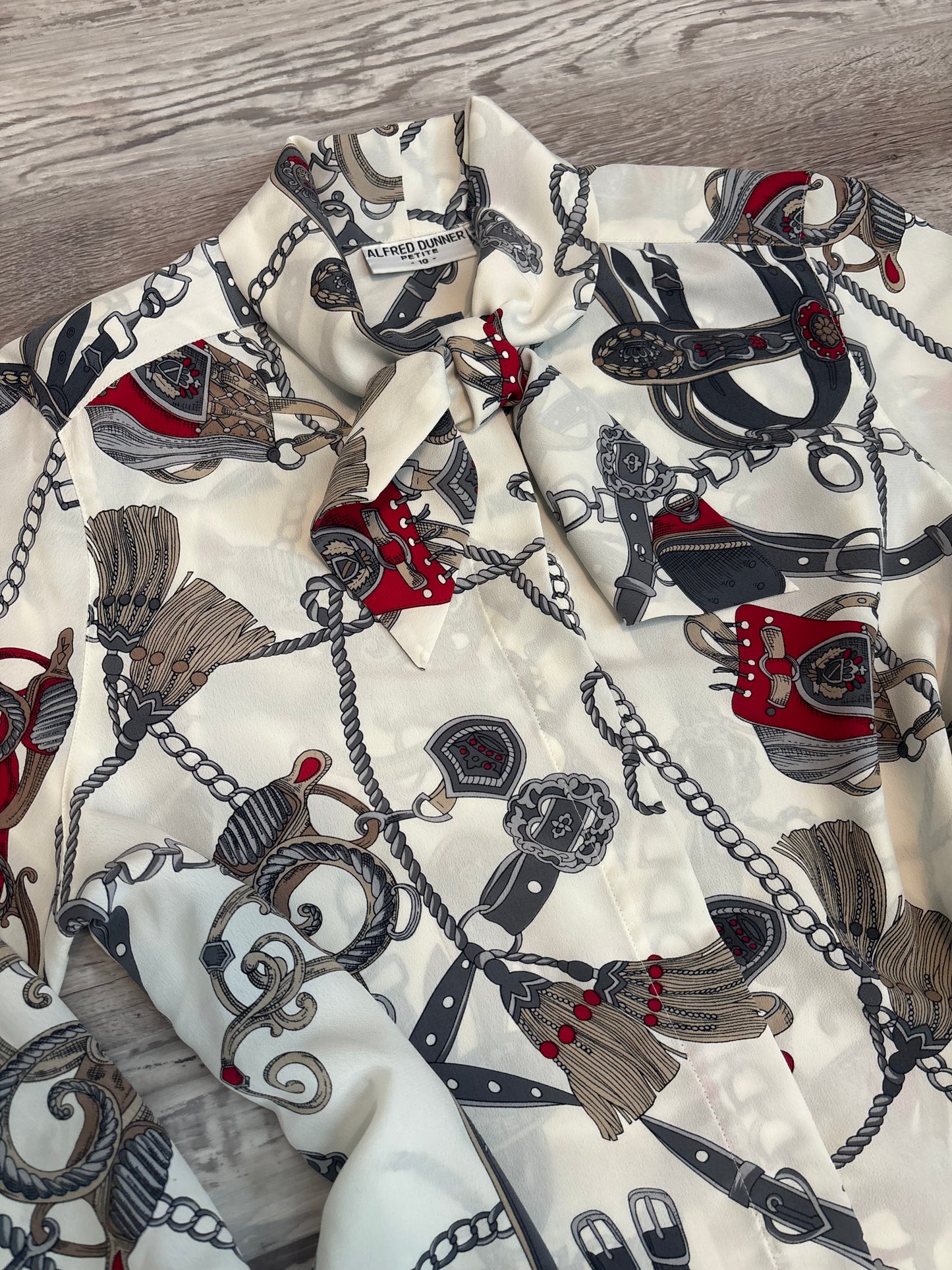 ALFRED DUNNER HORSE TACK BUTTON UP BLOUSE *VINTAGE*